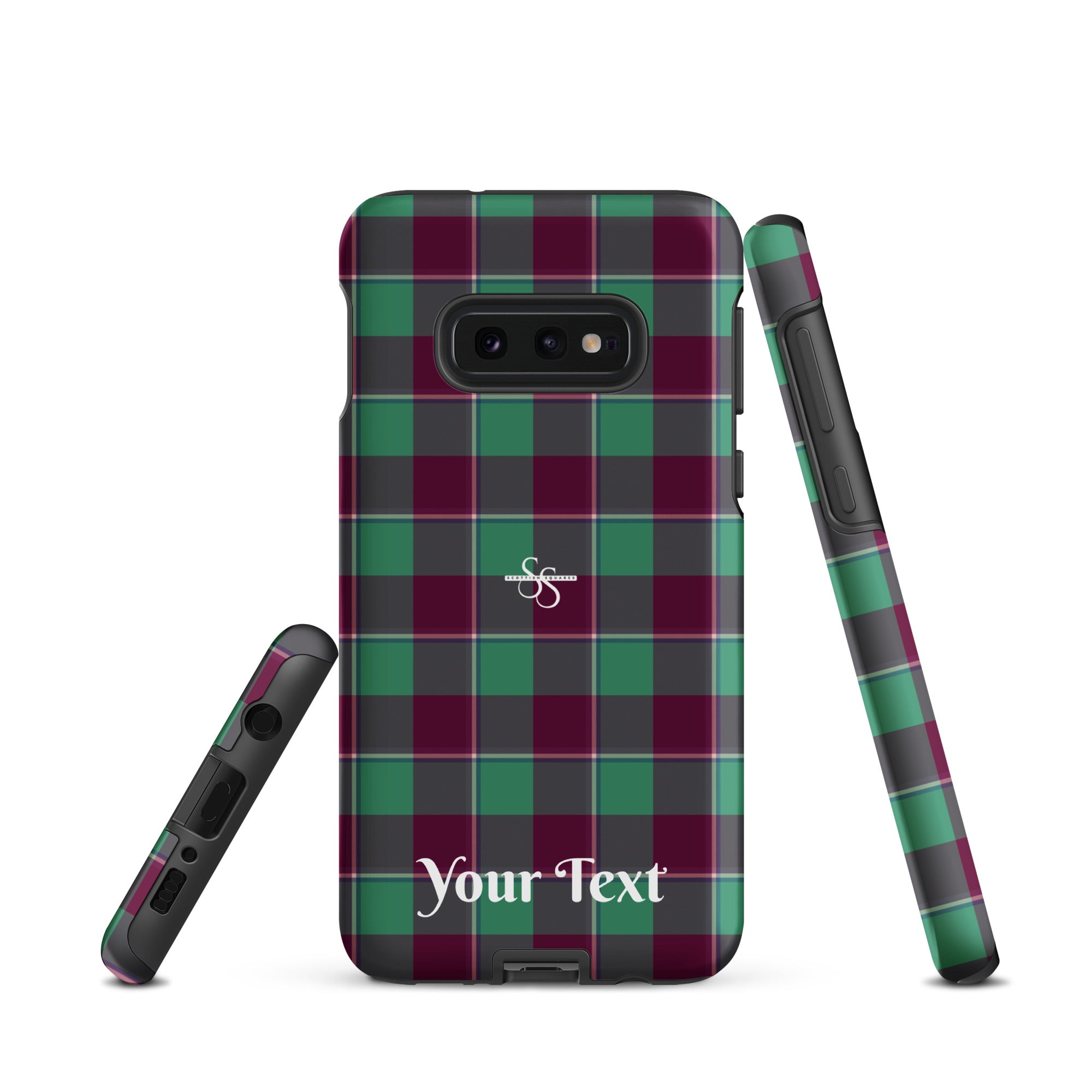 Personalized Ocean Green and Mulberry Wood Plaid Samsung Tough Case - Scottish Squares