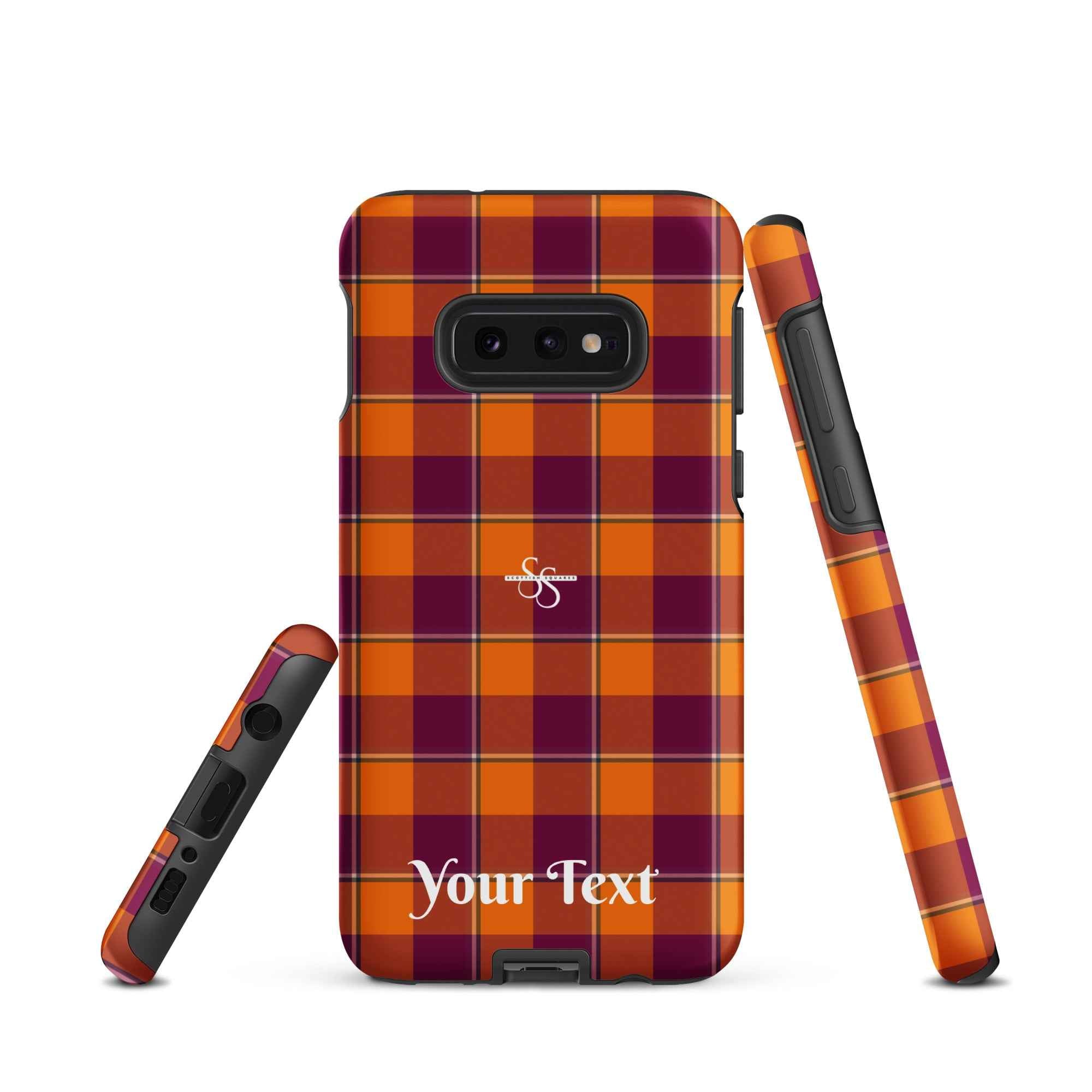 Personalized Tahiti Gold and Rose Bud Cherry Plaid Samsung Tough Case - Scottish Squares