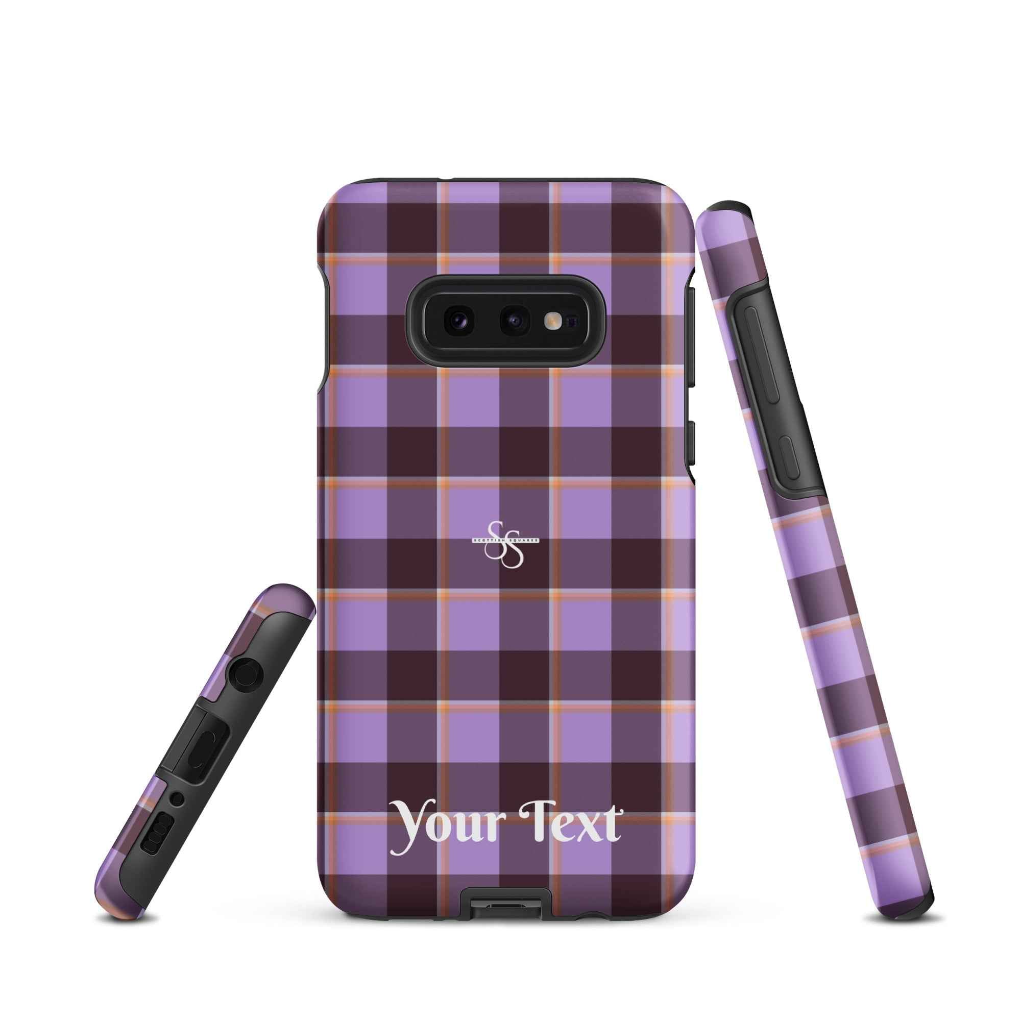 Personalized Light Wisteria and Livid Brown Plaid Samsung Tough Case - Scottish Squares