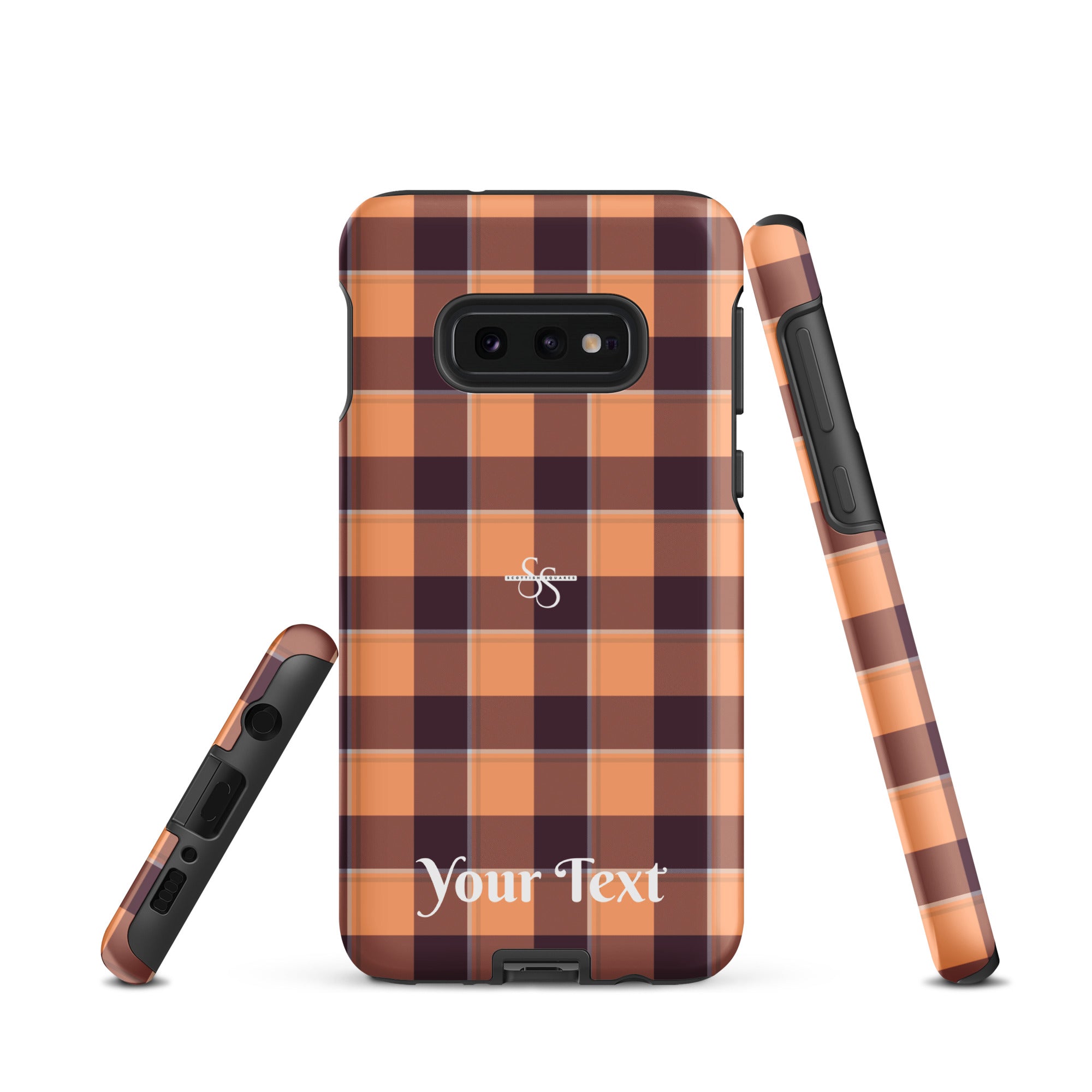 Personalized Hit Pink and Livid Brown Plaid Samsung Tough Case - Scottish Squares