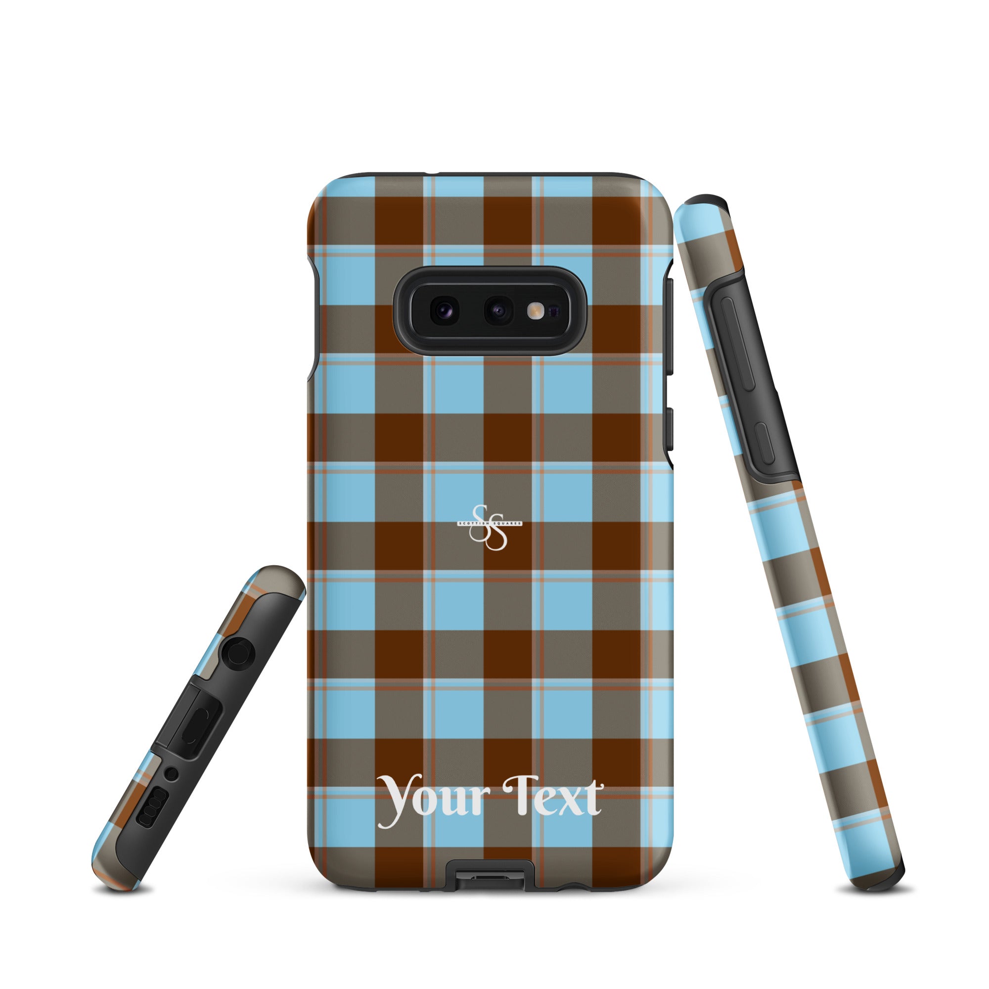 Personalized Blizzard Blue and Livid Brown Plaid Samsung Tough Case - Scottish Squares