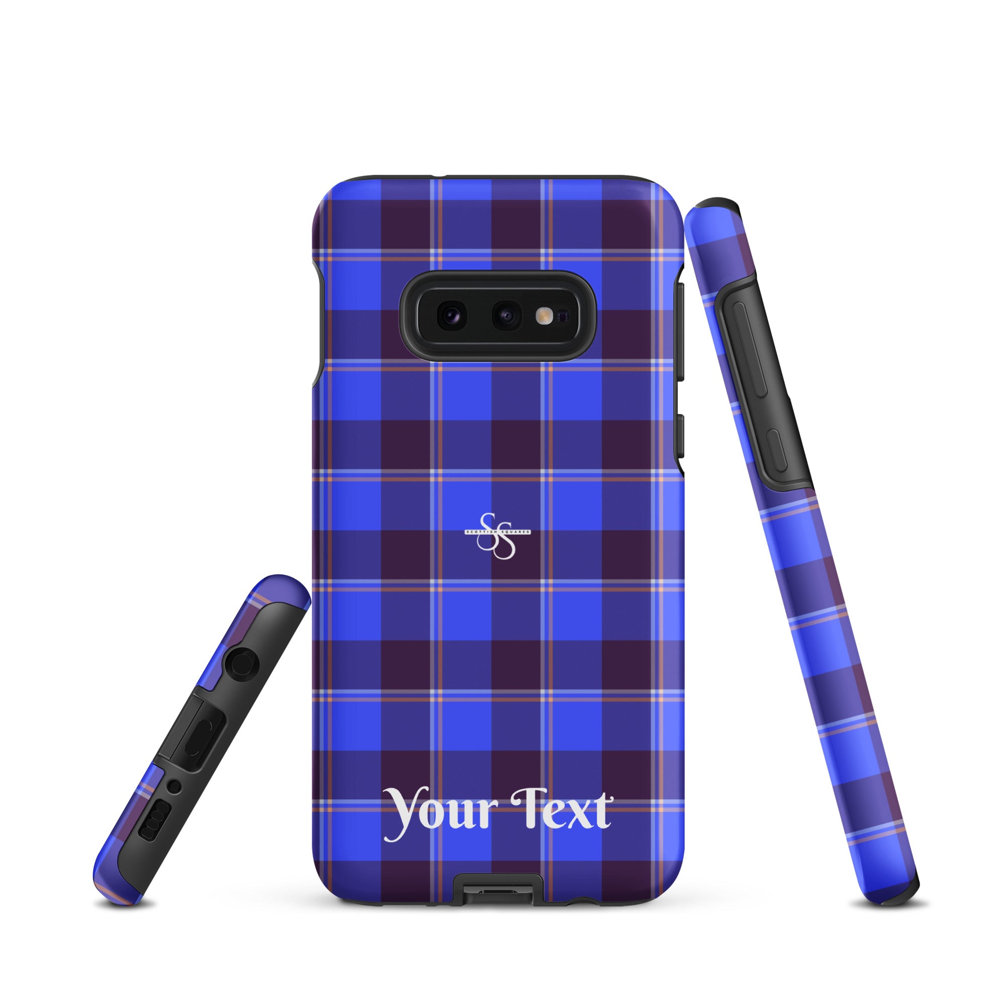 Personalized Cornflower Blue and Livid Brown Plaid Samsung Tough Case - Scottish Squares