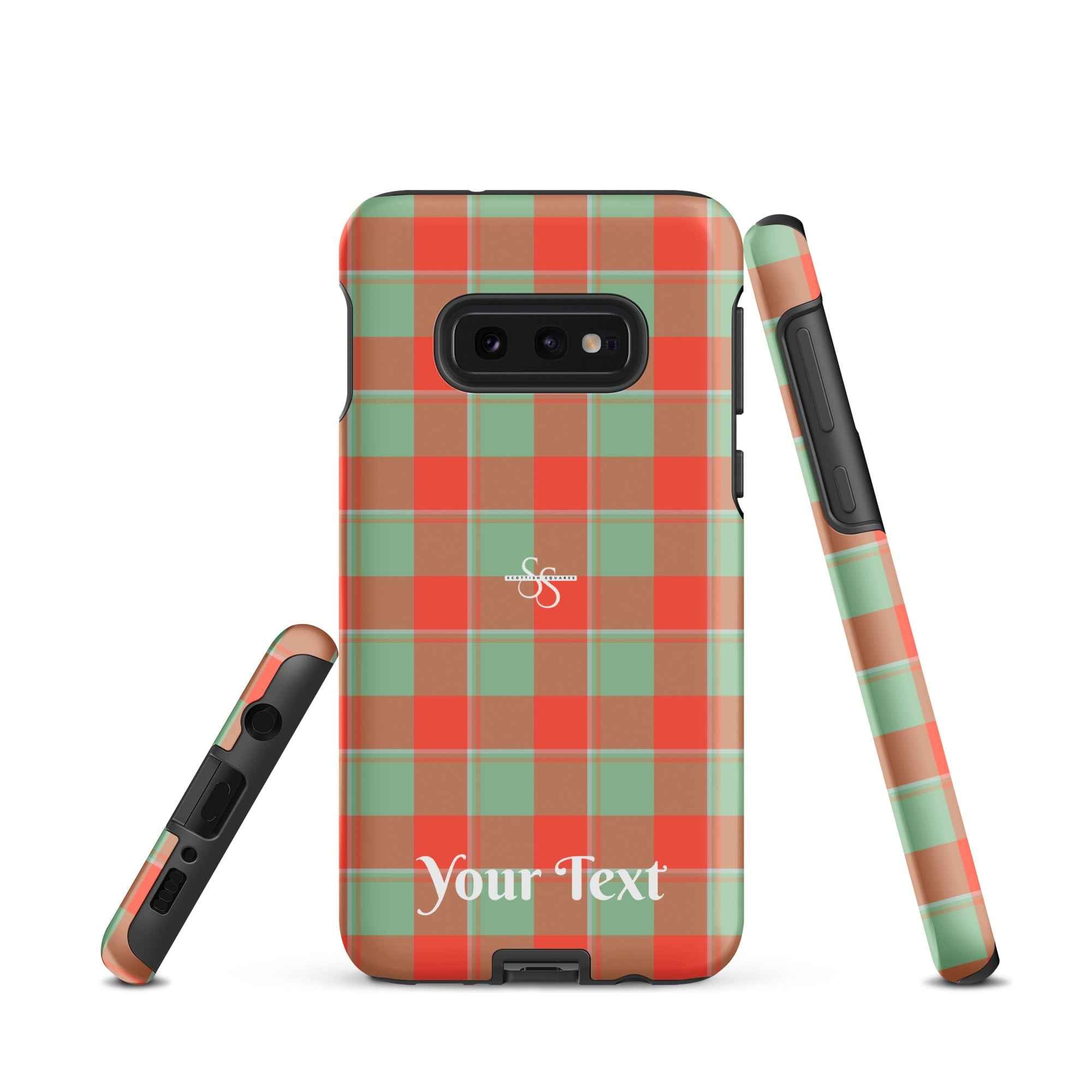 Personalized Spring Rain and Persimmon Plaid Samsung Tough Case - Scottish Squares