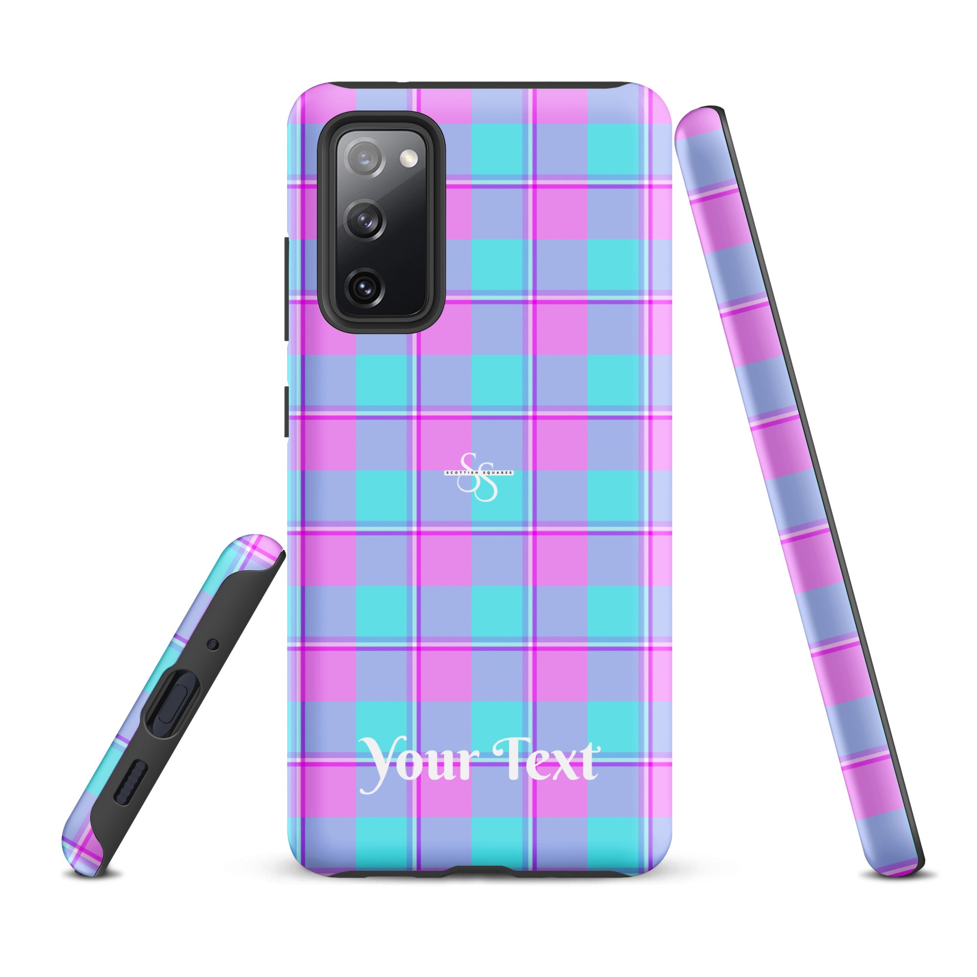 Personalized Mauve and Coastal Mist Plaid Samsung Tough Case - Scottish Squares