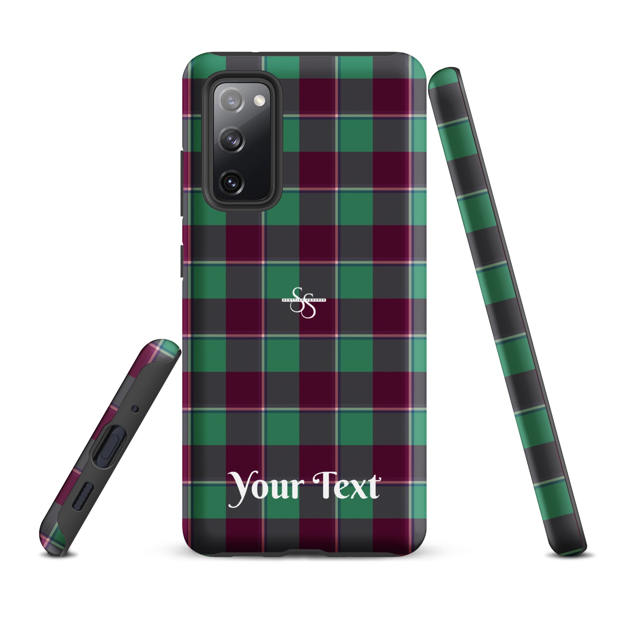 Personalized Ocean Green and Mulberry Wood Plaid Samsung Tough Case - Scottish Squares