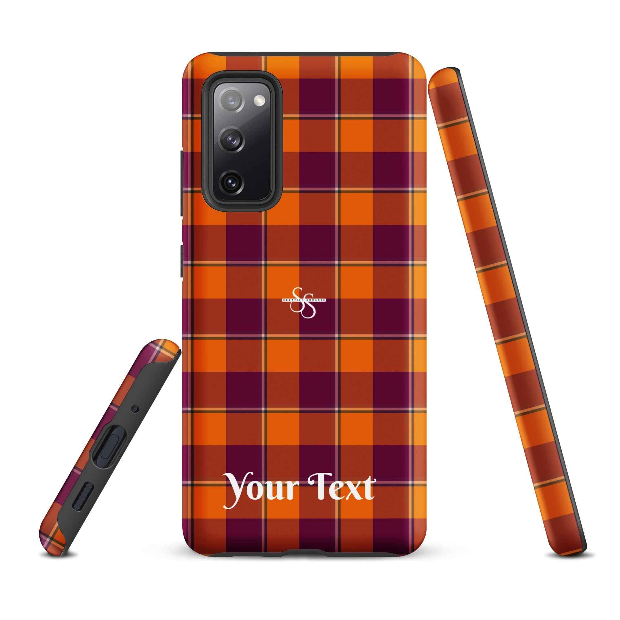 Personalized Tahiti Gold and Rose Bud Cherry Plaid Samsung Tough Case - Scottish Squares