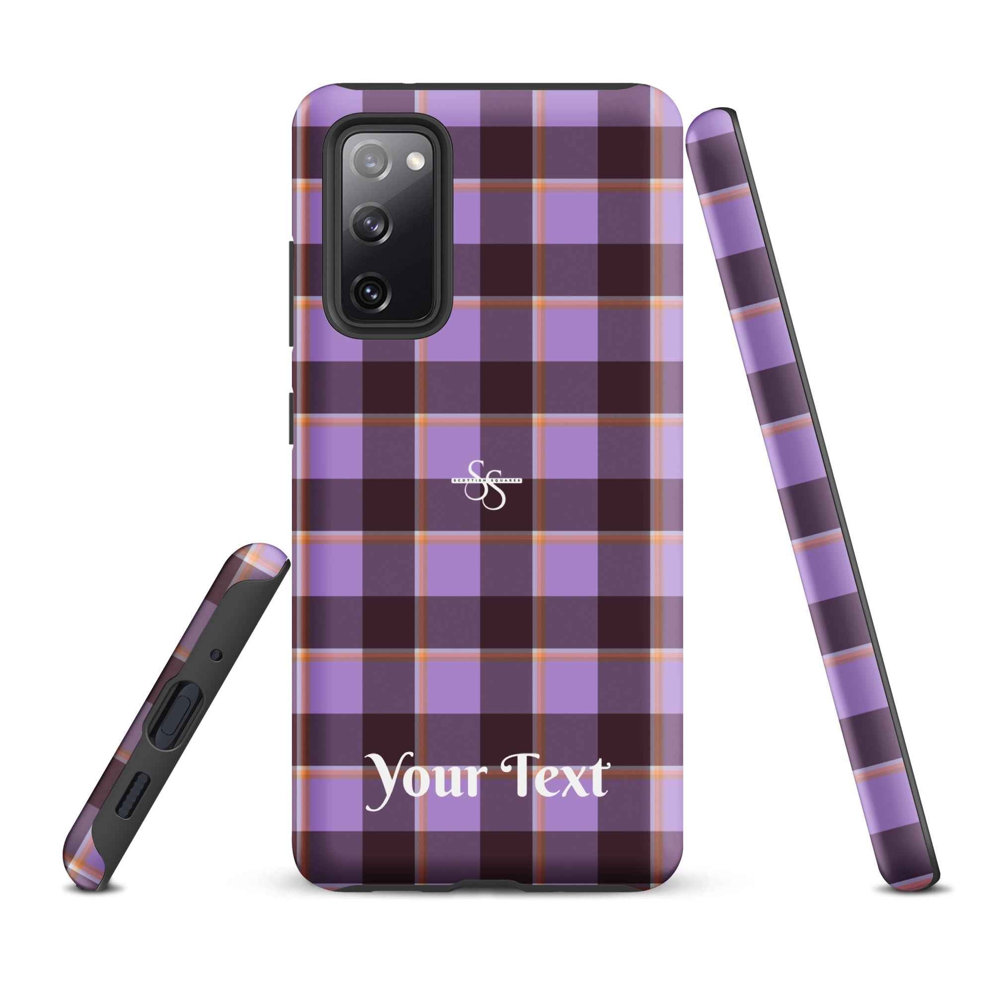 Personalized Light Wisteria and Livid Brown Plaid Samsung Tough Case - Scottish Squares