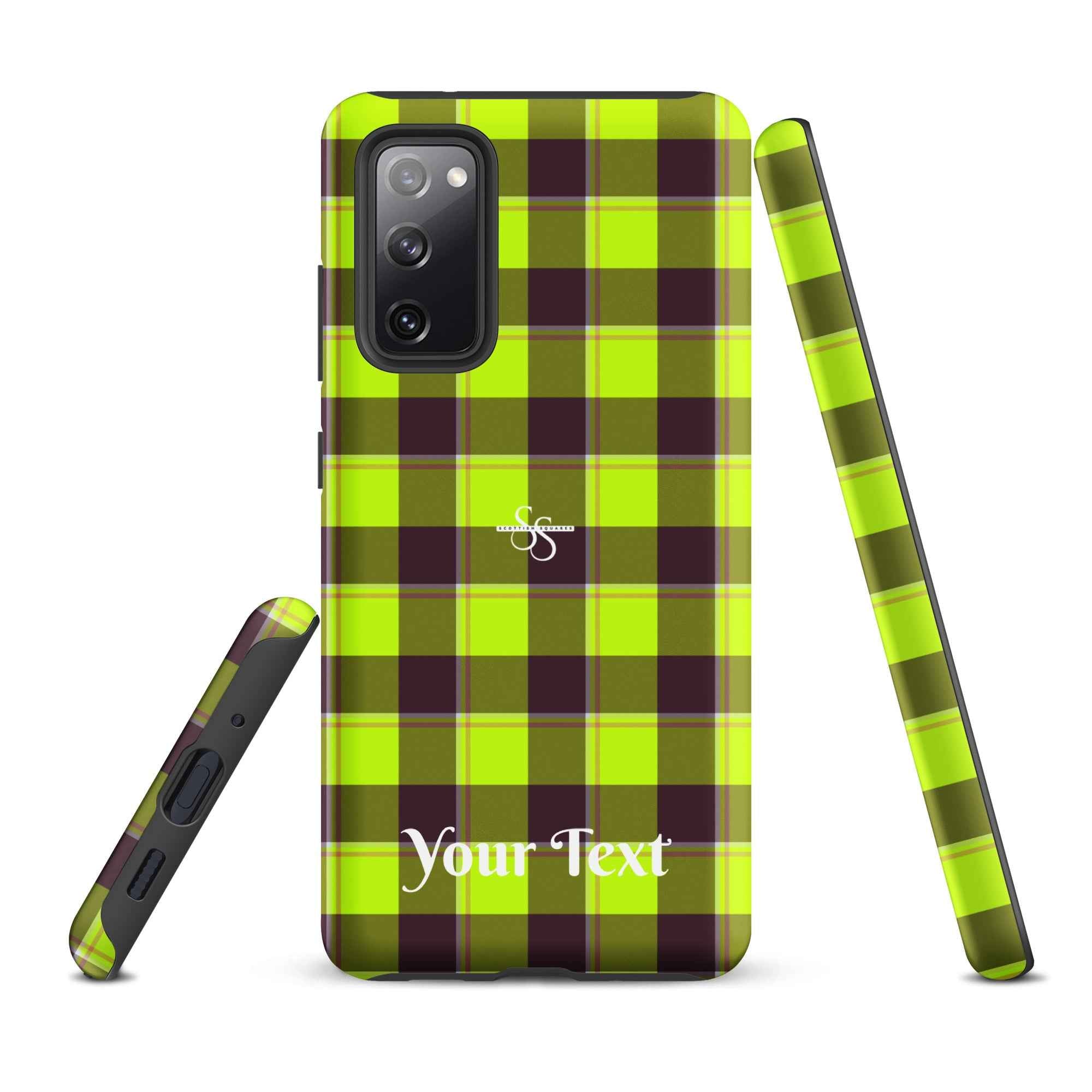 Personalized Electric Lime and Livid Brown Plaid Samsung Tough Case - Scottish Squares