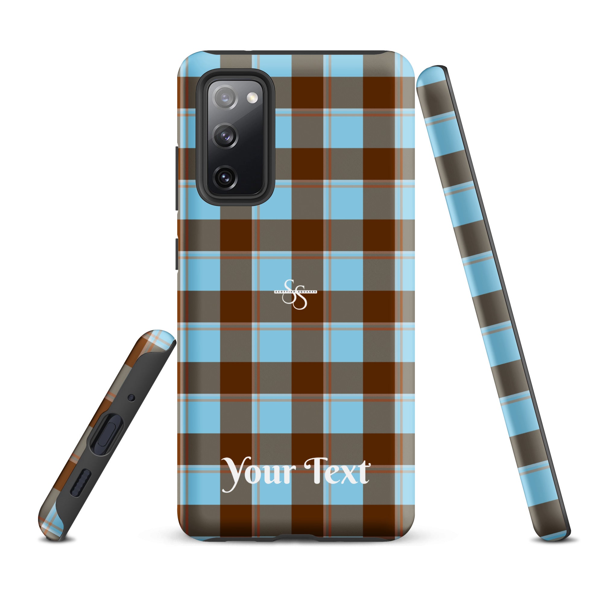 Personalized Blizzard Blue and Livid Brown Plaid Samsung Tough Case - Scottish Squares