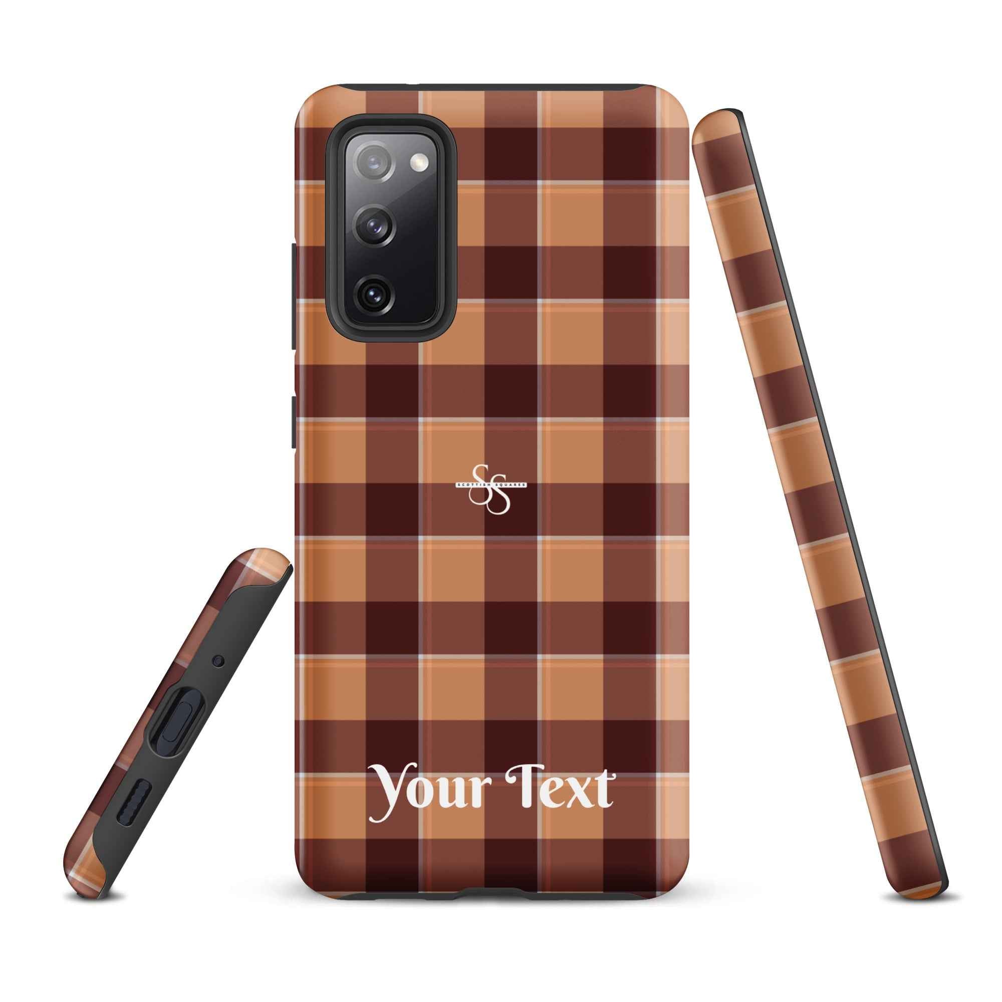 Personalized Whiskey and Livid Brown Plaid Samsung Tough Case - Scottish Squares