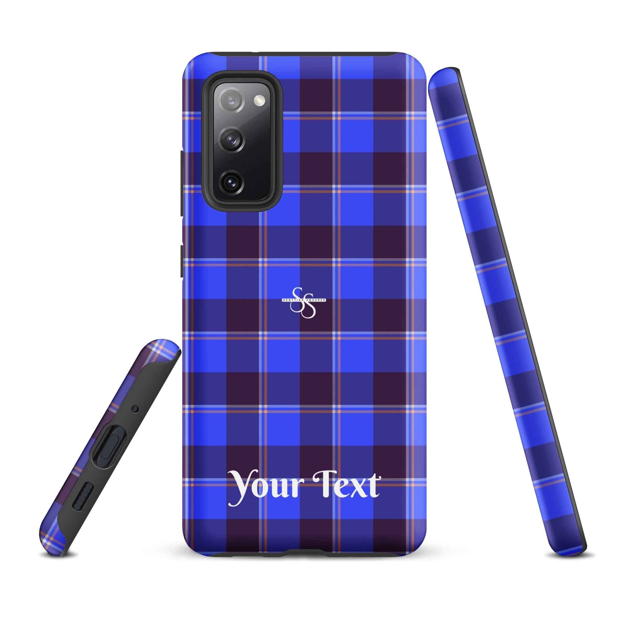 Personalized Cornflower Blue and Livid Brown Plaid Samsung Tough Case - Scottish Squares