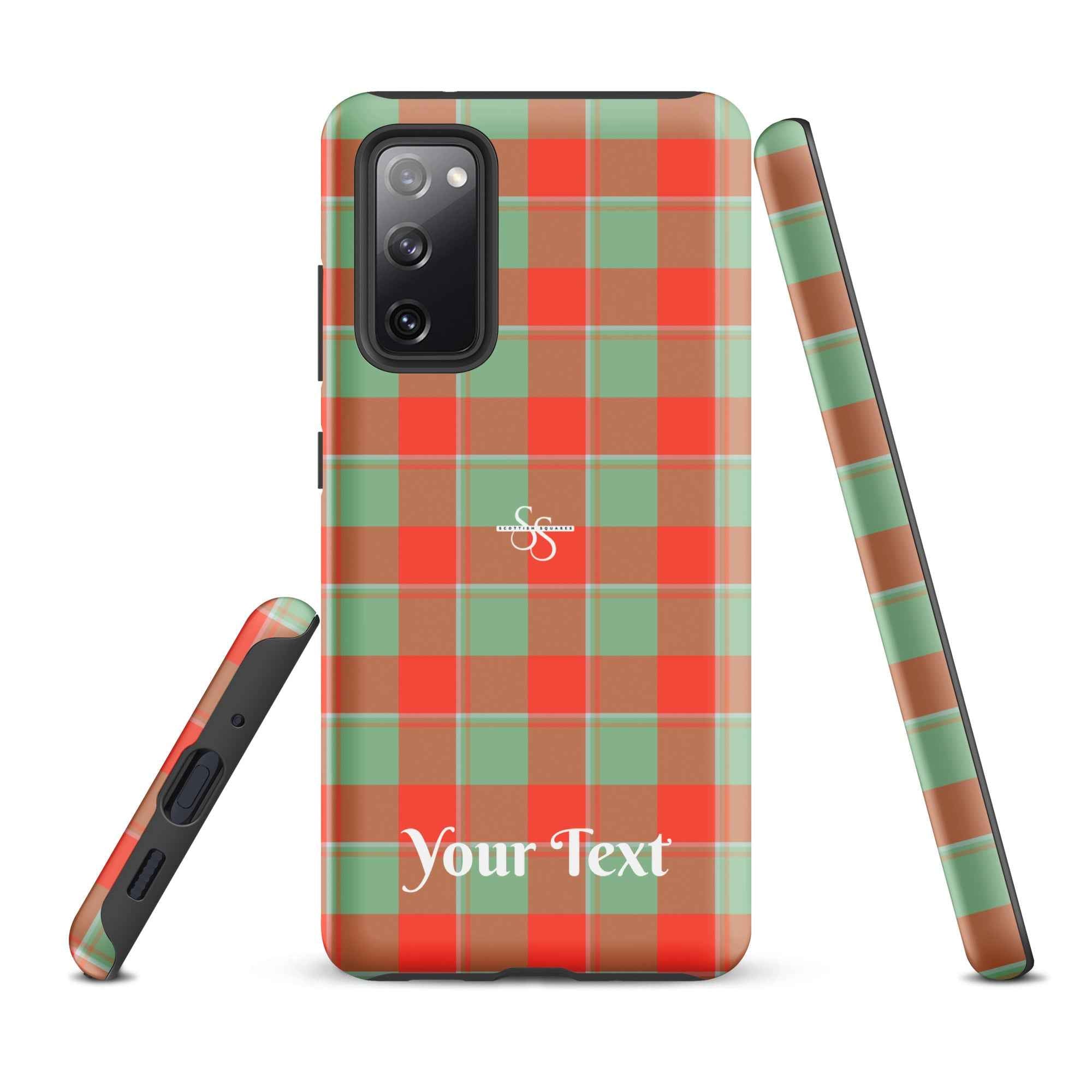 Personalized Spring Rain and Persimmon Plaid Samsung Tough Case - Scottish Squares