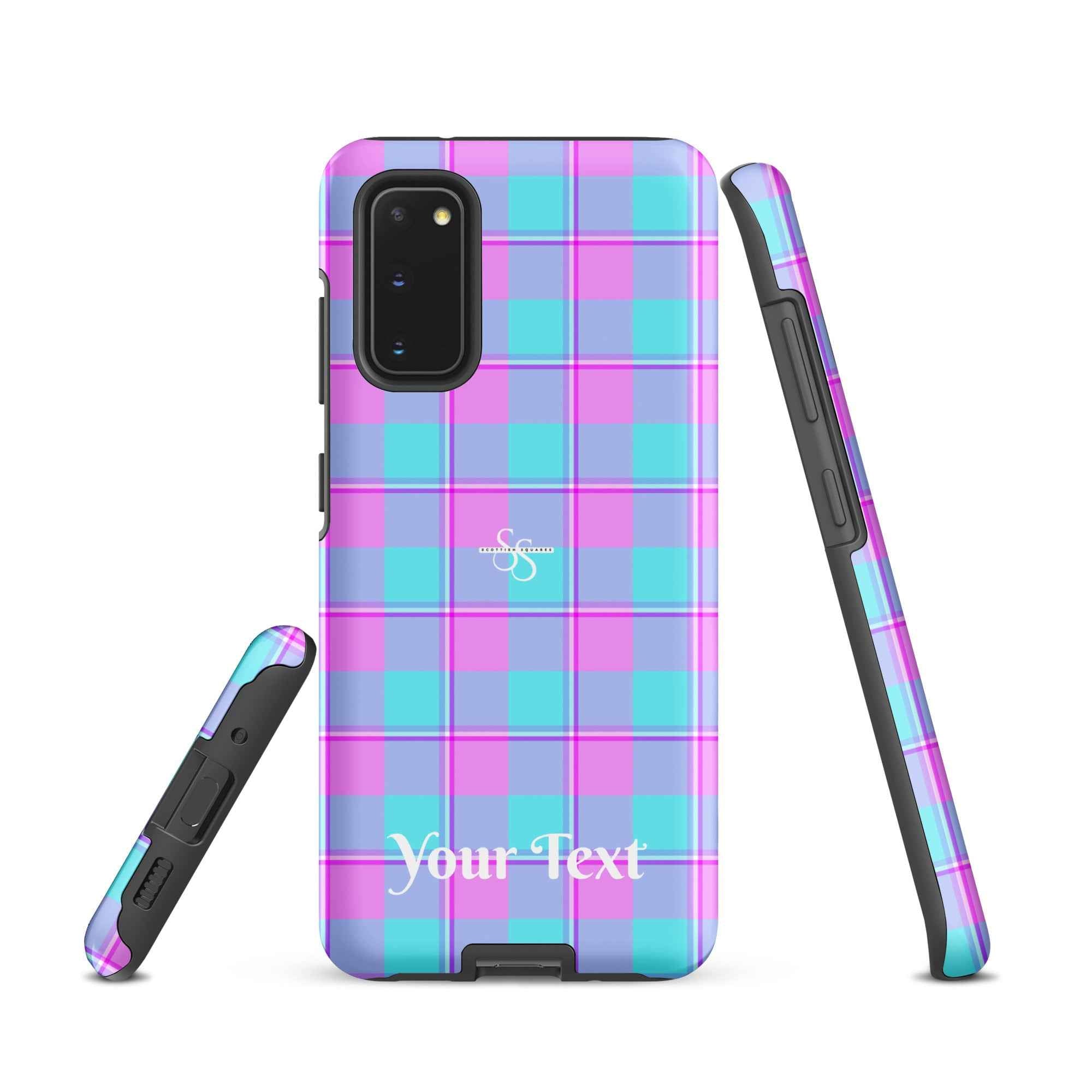 Personalized Mauve and Coastal Mist Plaid Samsung Tough Case - Scottish Squares