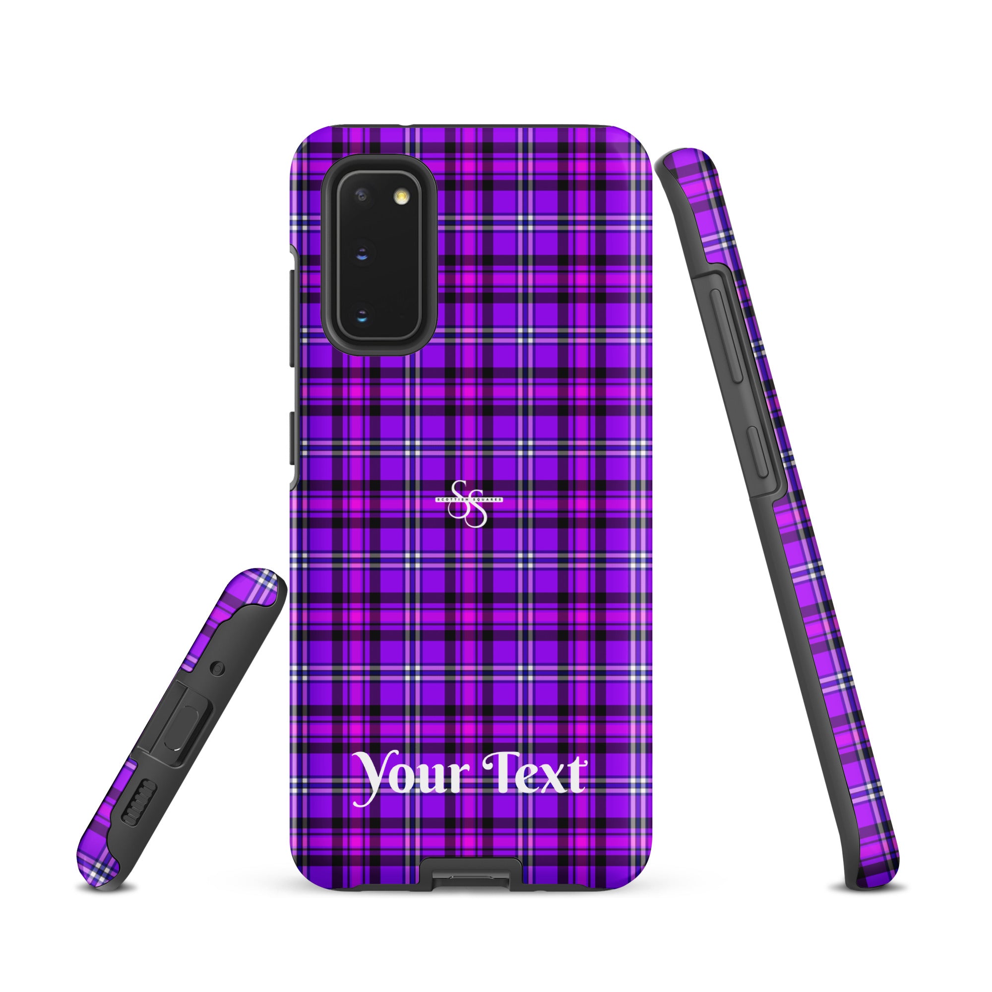 Personalized Electric Violet and Fuchsia Plaid Samsung Tough Case - Scottish Squares
