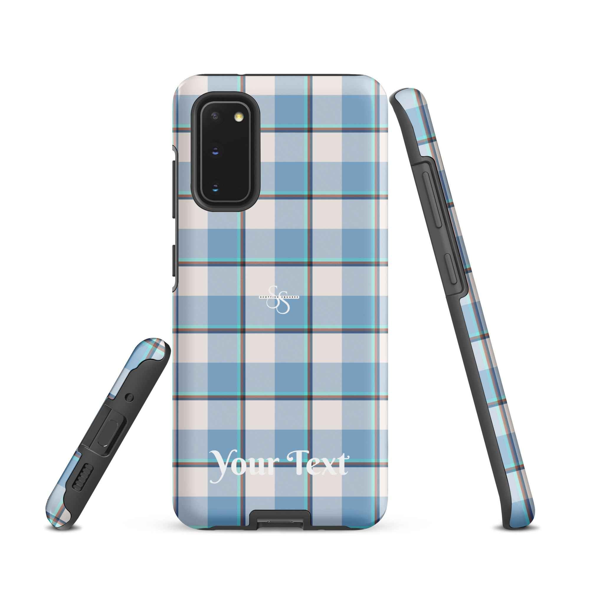 Personalized Pink Cloud and Blue Lagoon Plaid Samsung Tough Case - Scottish Squares