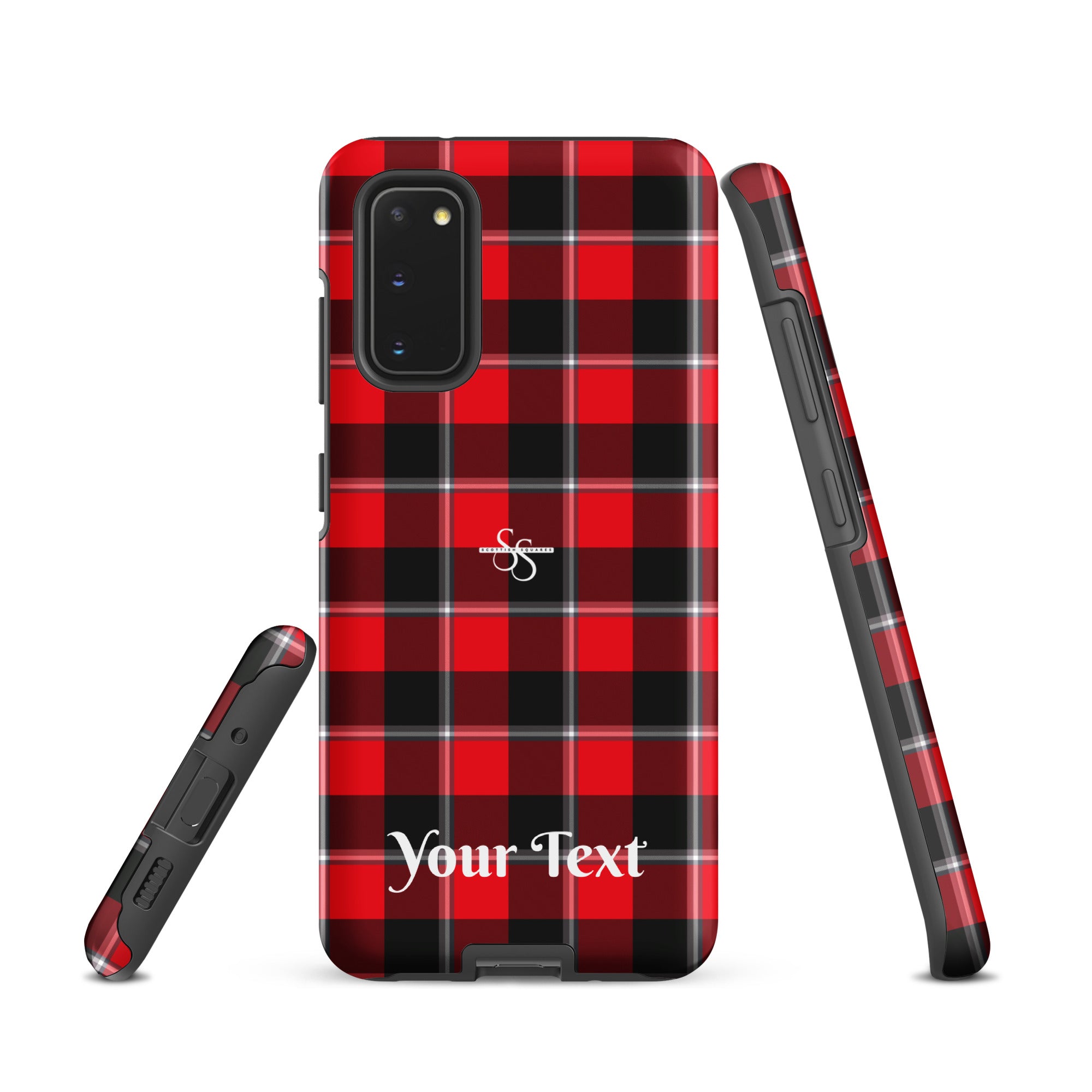 Personalized Red Ribbon and Heavy Metal Plaid Samsung Tough Case - Scottish Squares
