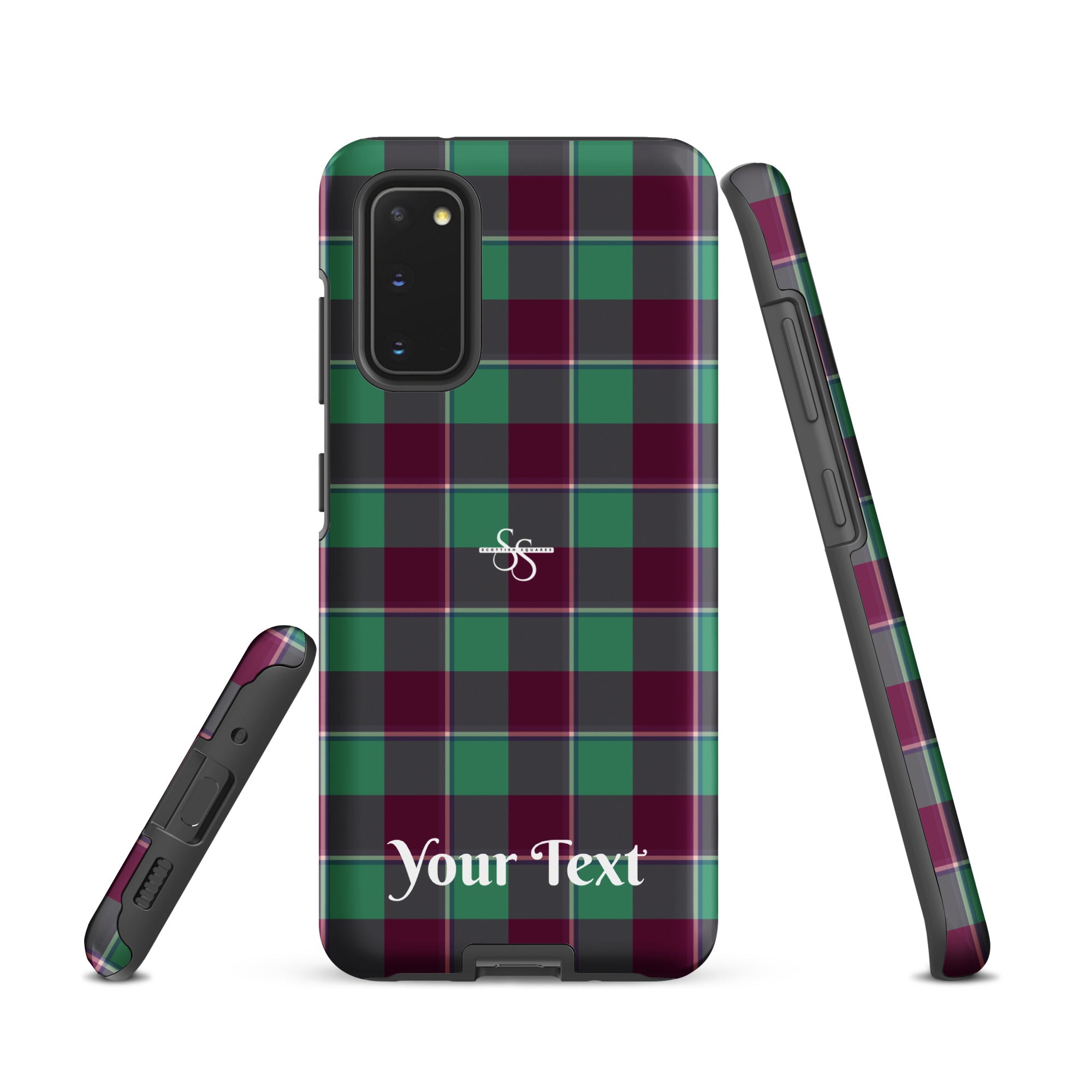 Personalized Ocean Green and Mulberry Wood Plaid Samsung Tough Case - Scottish Squares