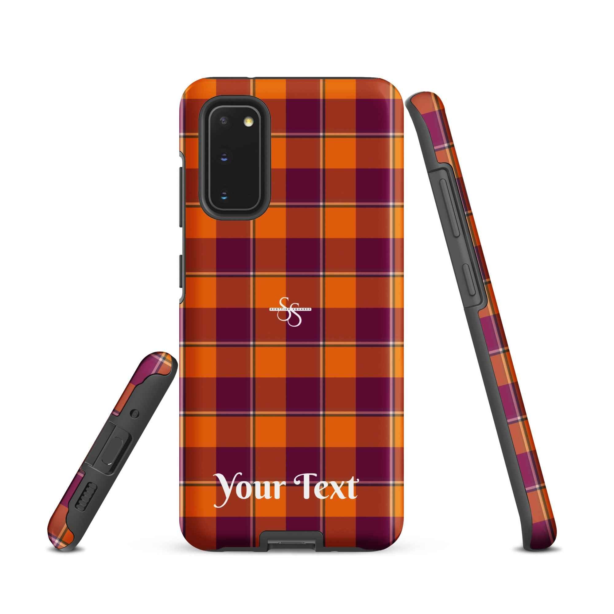 Personalized Tahiti Gold and Rose Bud Cherry Plaid Samsung Tough Case - Scottish Squares