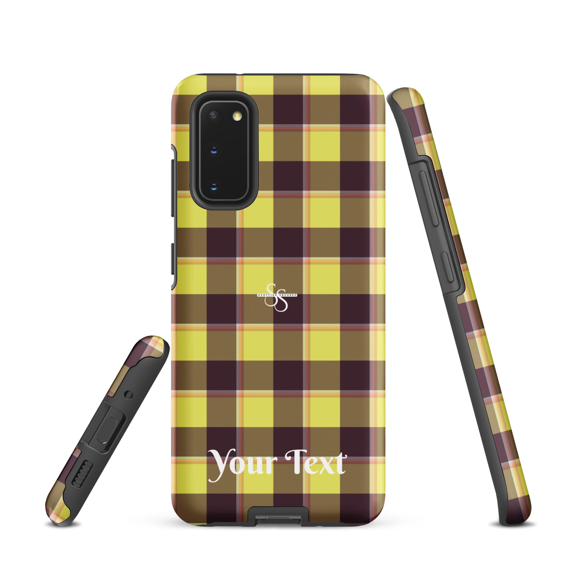 Personalized Flax and Livid Brown Plaid Samsung Tough Case - Scottish Squares