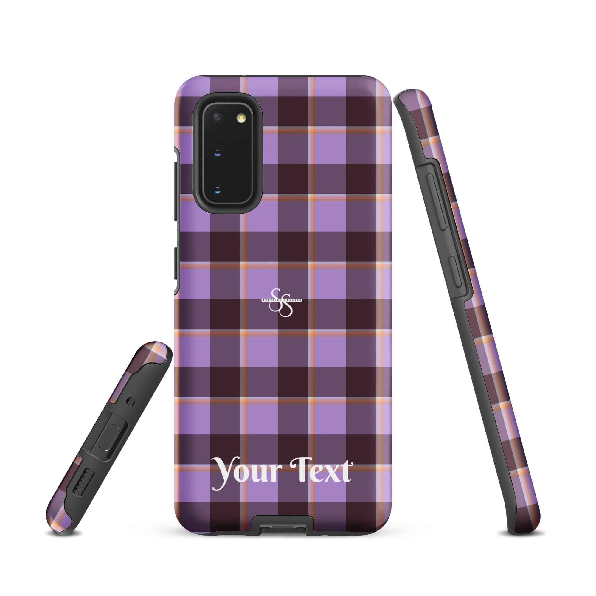 Personalized Light Wisteria and Livid Brown Plaid Samsung Tough Case - Scottish Squares
