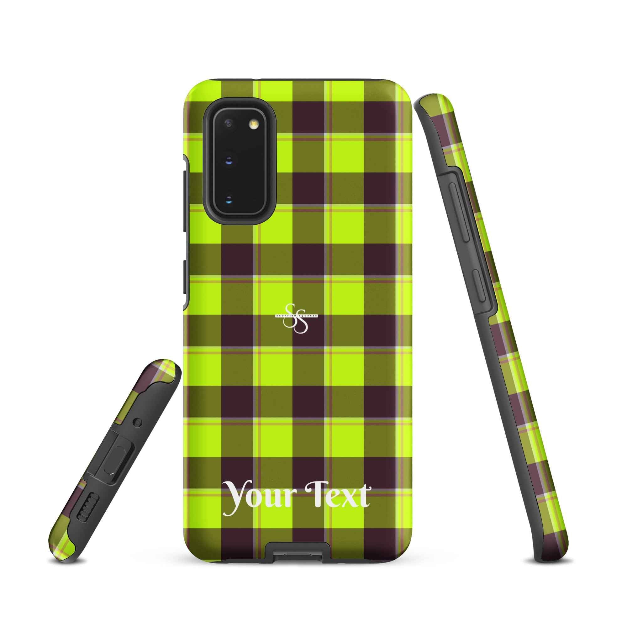 Personalized Electric Lime and Livid Brown Plaid Samsung Tough Case - Scottish Squares