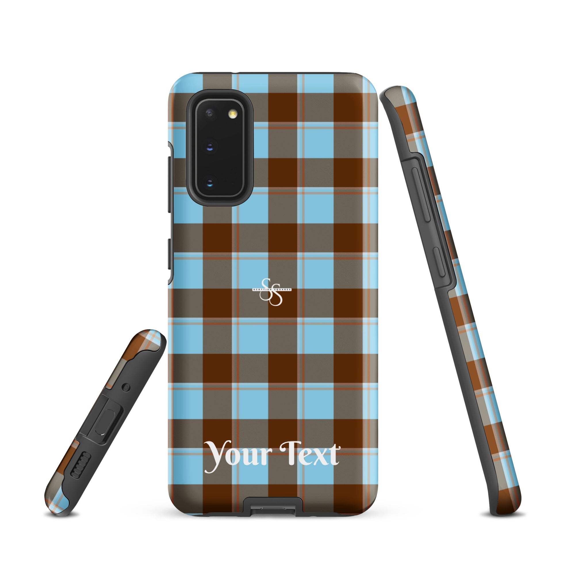 Personalized Blizzard Blue and Livid Brown Plaid Samsung Tough Case - Scottish Squares