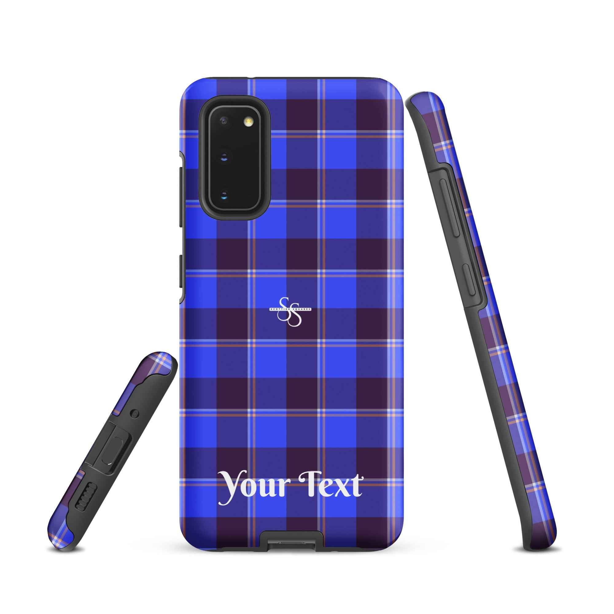 Personalized Cornflower Blue and Livid Brown Plaid Samsung Tough Case - Scottish Squares