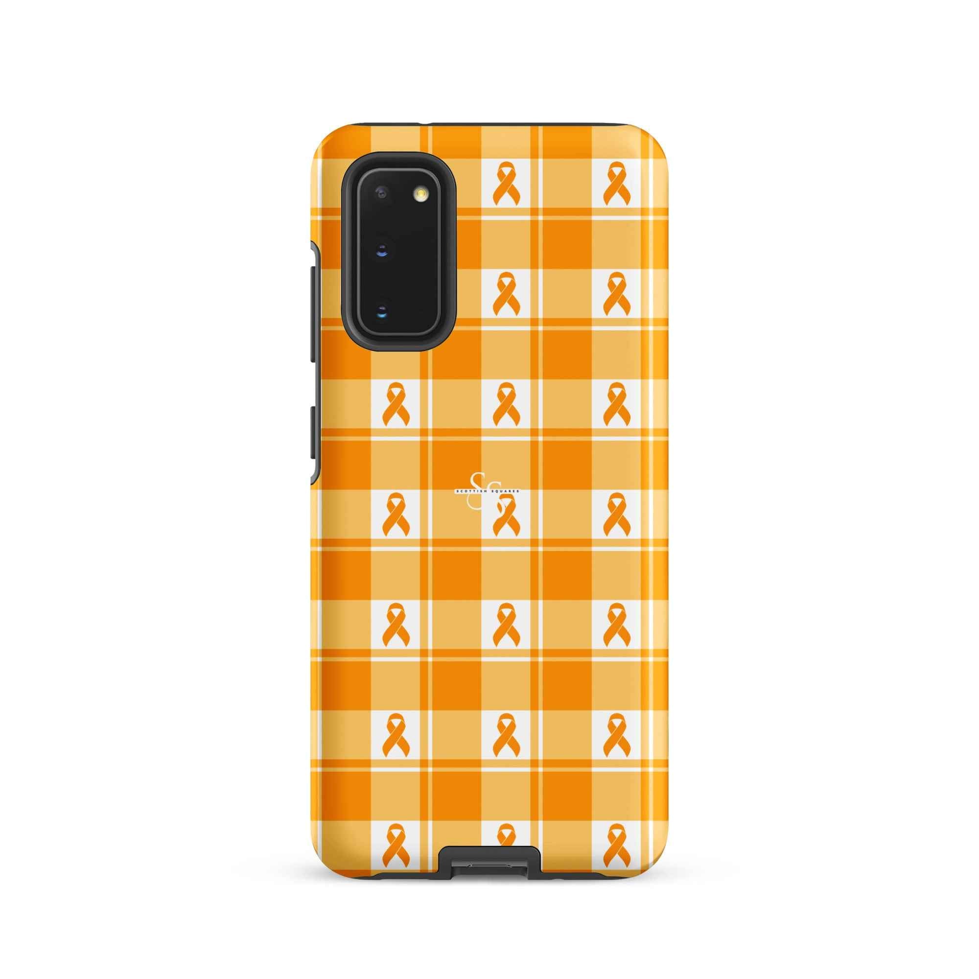Tough Case for Samsung Kidney Cancer Awareness Plaid, Orange Ribbon, Supportive Gift Samsung Galaxy S20 - Scottish Squares