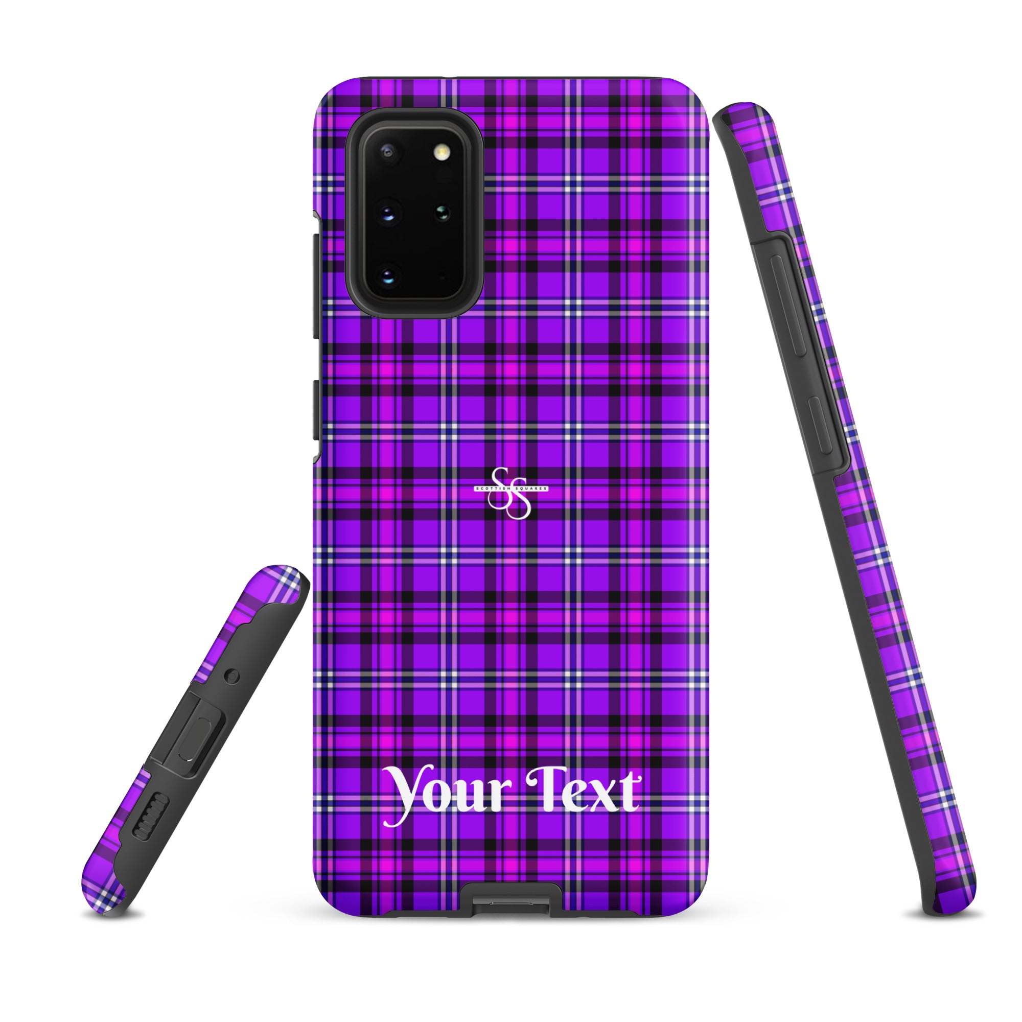 Personalized Electric Violet and Fuchsia Plaid Samsung Tough Case - Scottish Squares