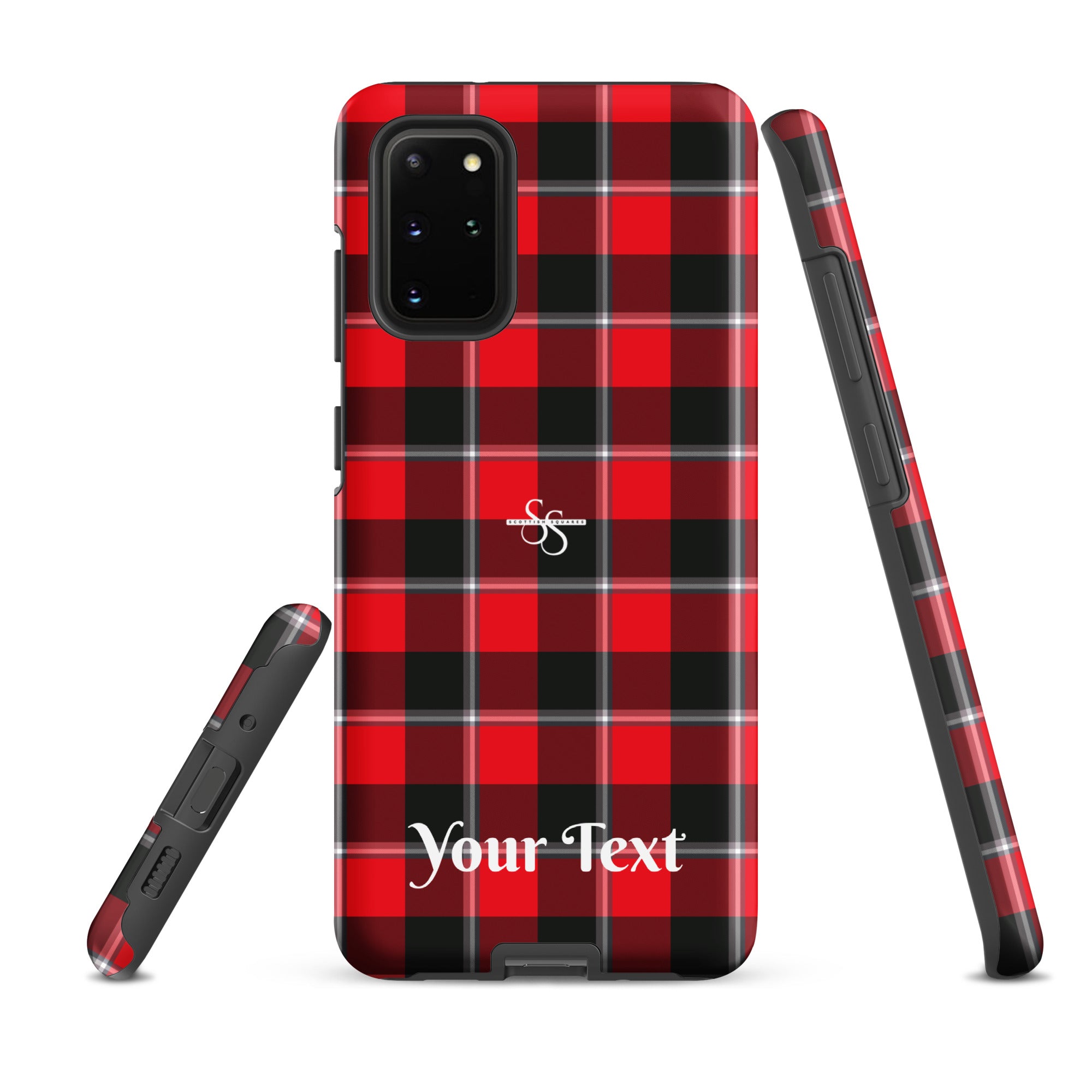 Personalized Red Ribbon and Heavy Metal Plaid Samsung Tough Case - Scottish Squares