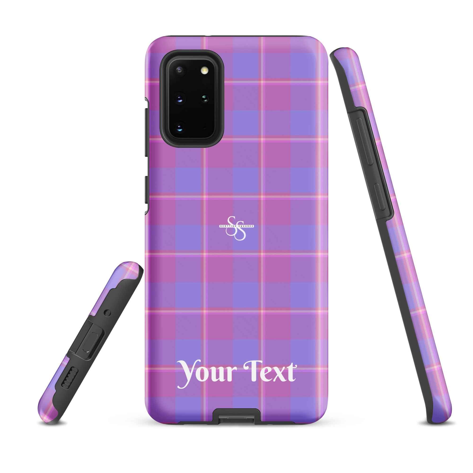 Personalized Viola and Dull Lavender Plaid Samsung Tough Case - Scottish Squares
