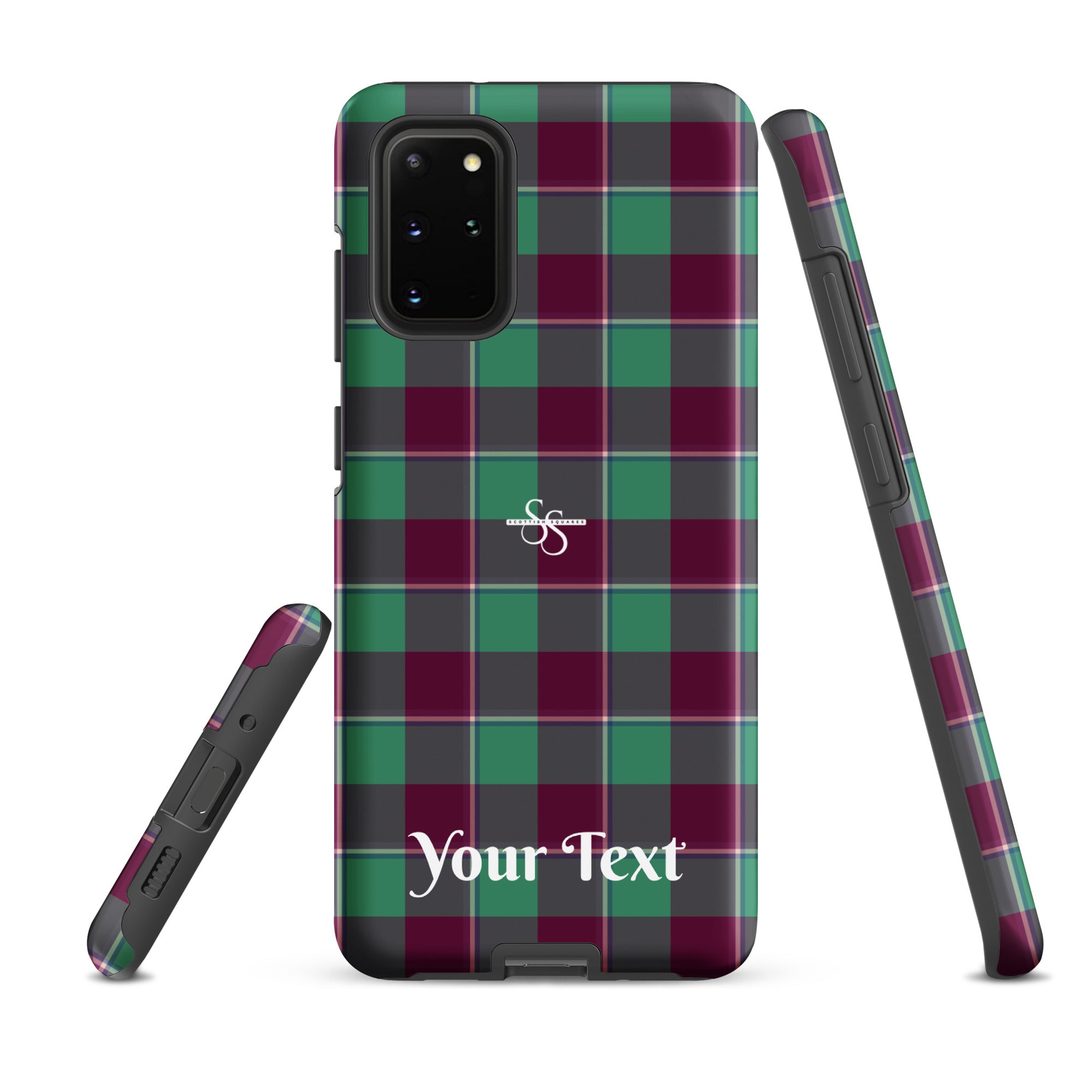 Personalized Ocean Green and Mulberry Wood Plaid Samsung Tough Case - Scottish Squares