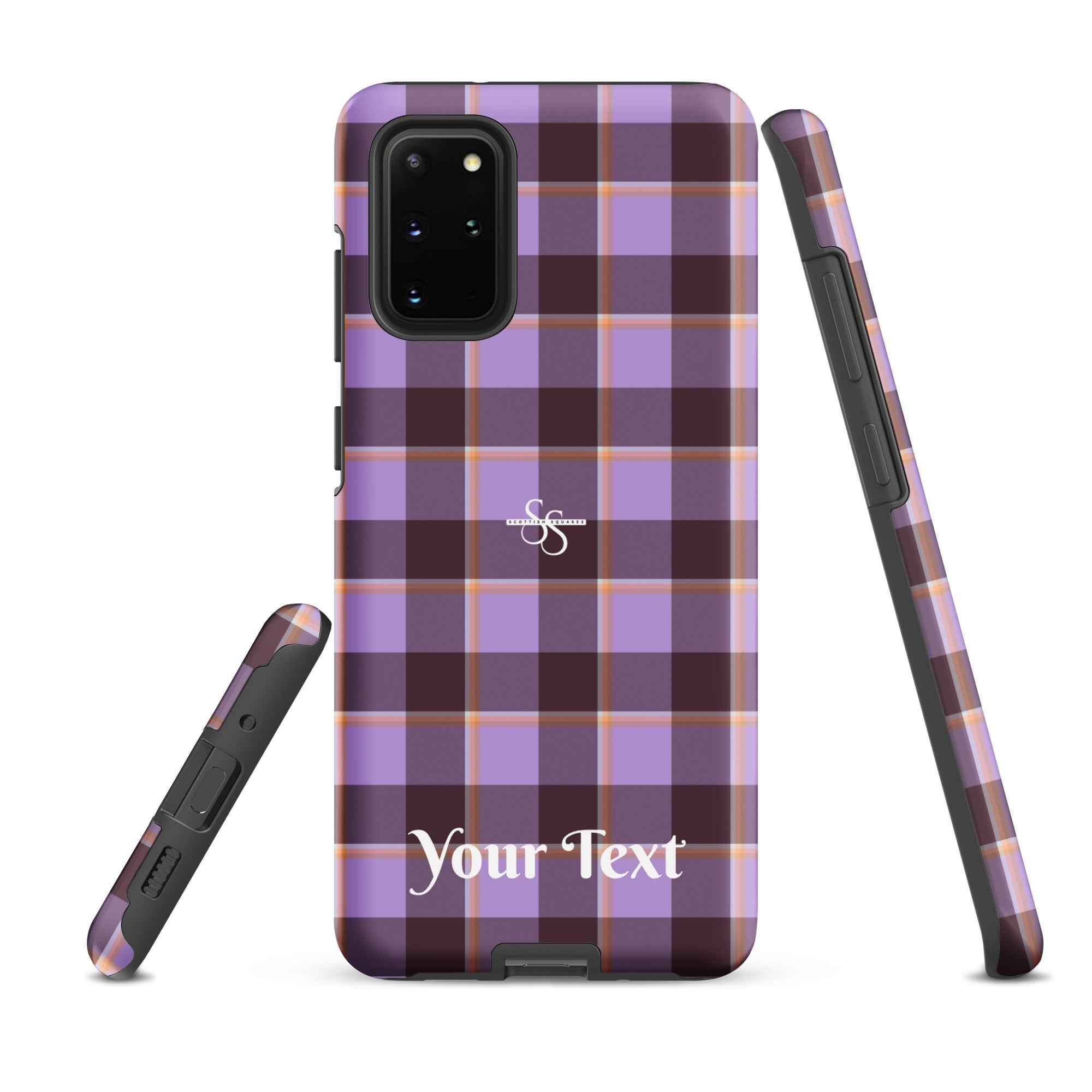 Personalized Light Wisteria and Livid Brown Plaid Samsung Tough Case - Scottish Squares