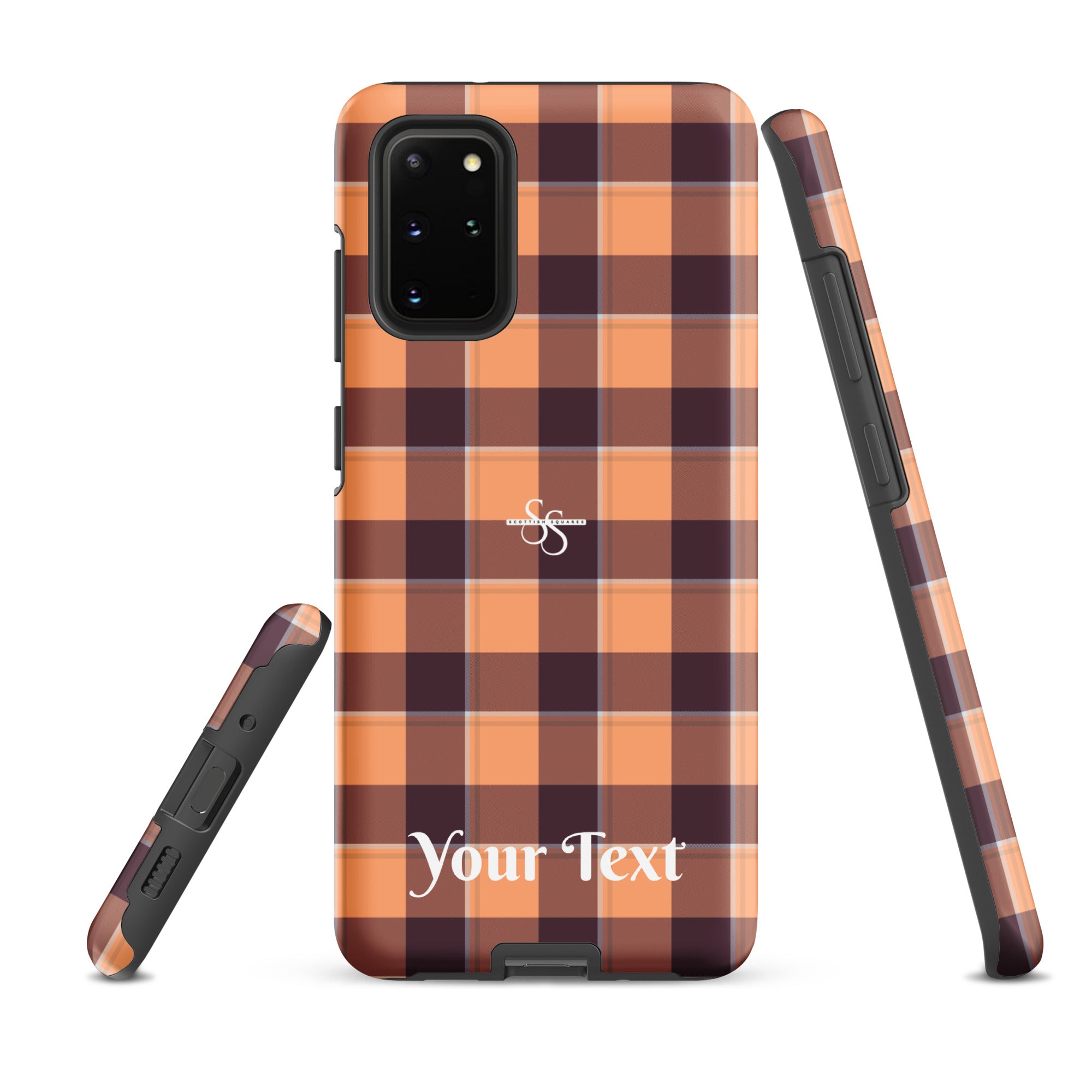 Personalized Hit Pink and Livid Brown Plaid Samsung Tough Case - Scottish Squares
