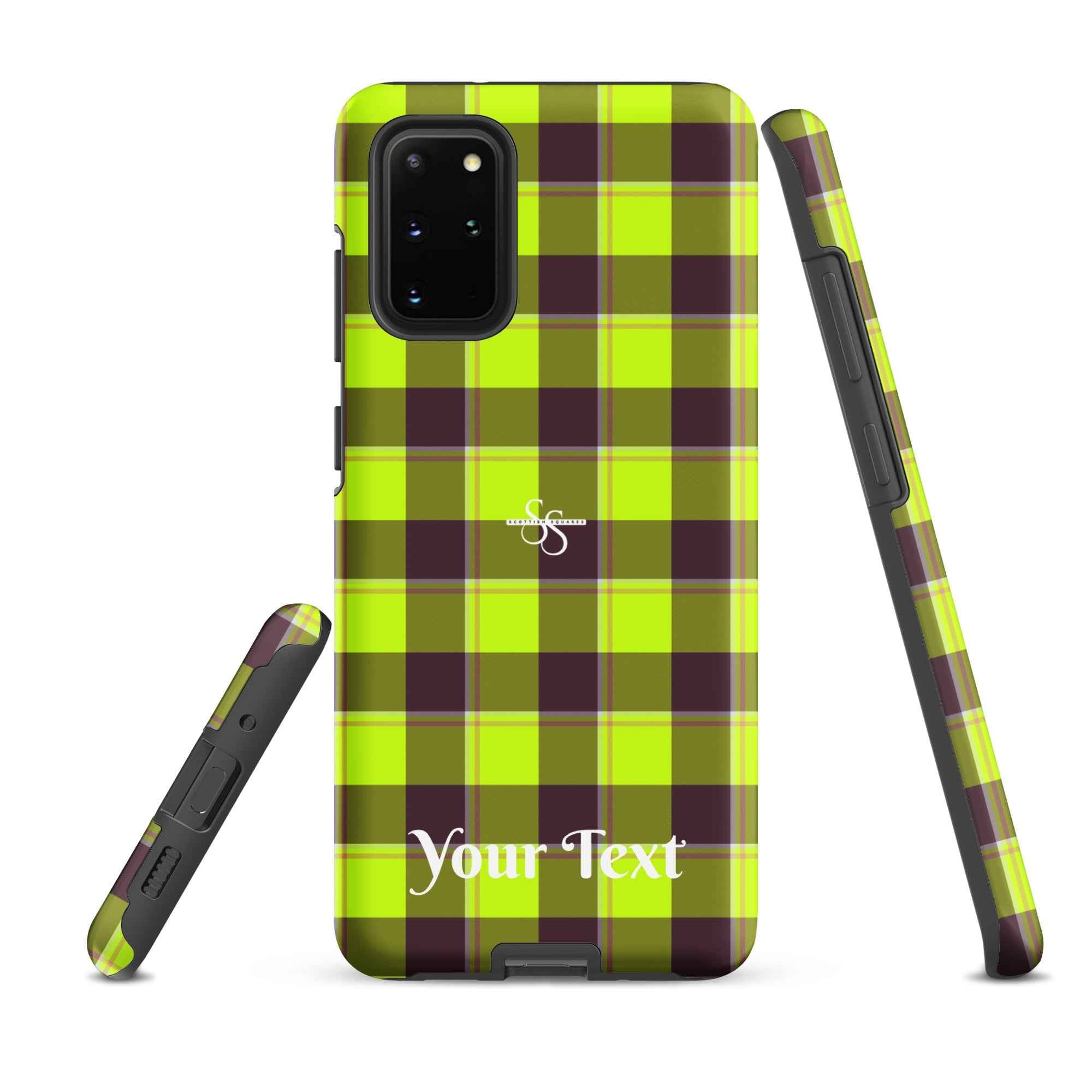 Personalized Electric Lime and Livid Brown Plaid Samsung Tough Case - Scottish Squares