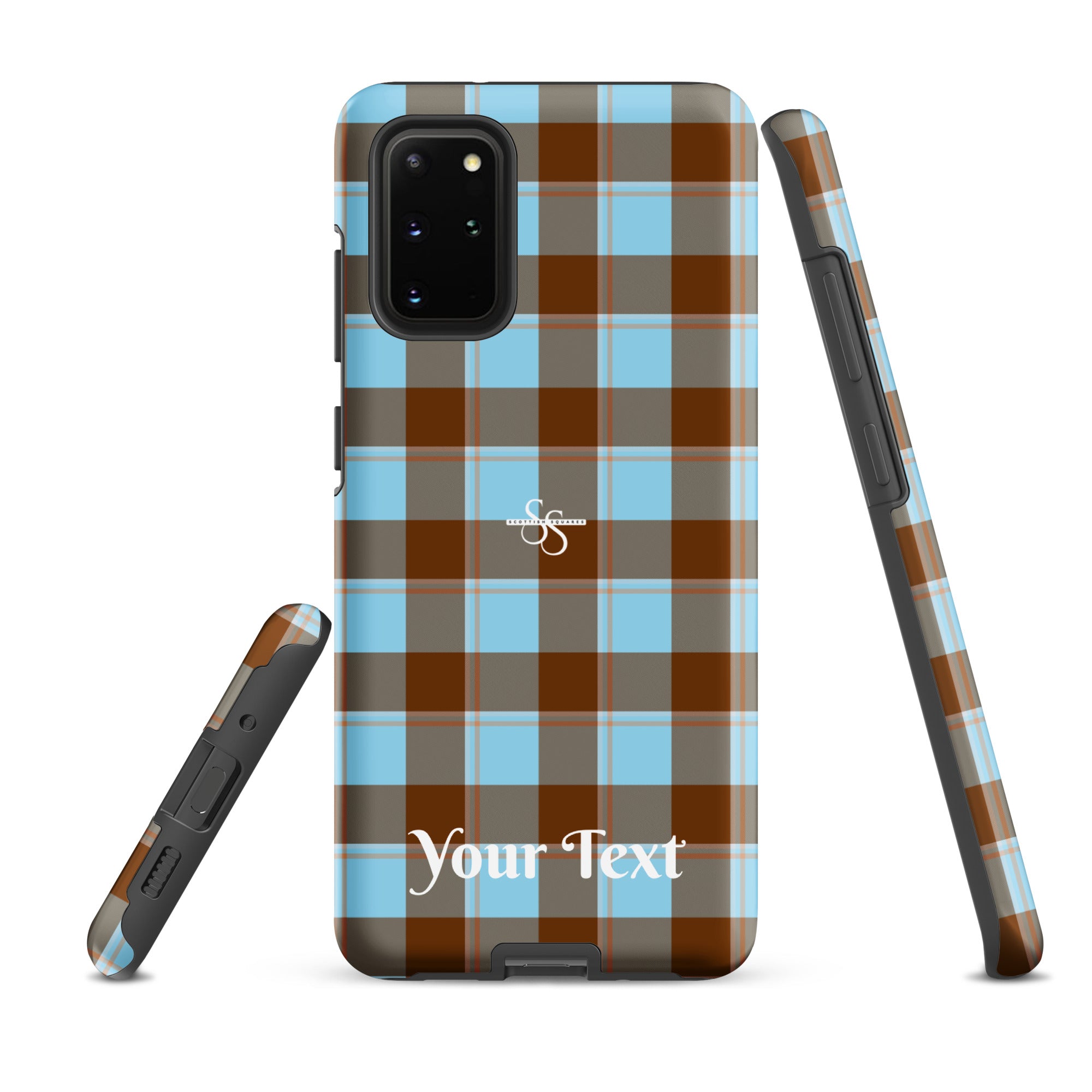 Personalized Blizzard Blue and Livid Brown Plaid Samsung Tough Case - Scottish Squares