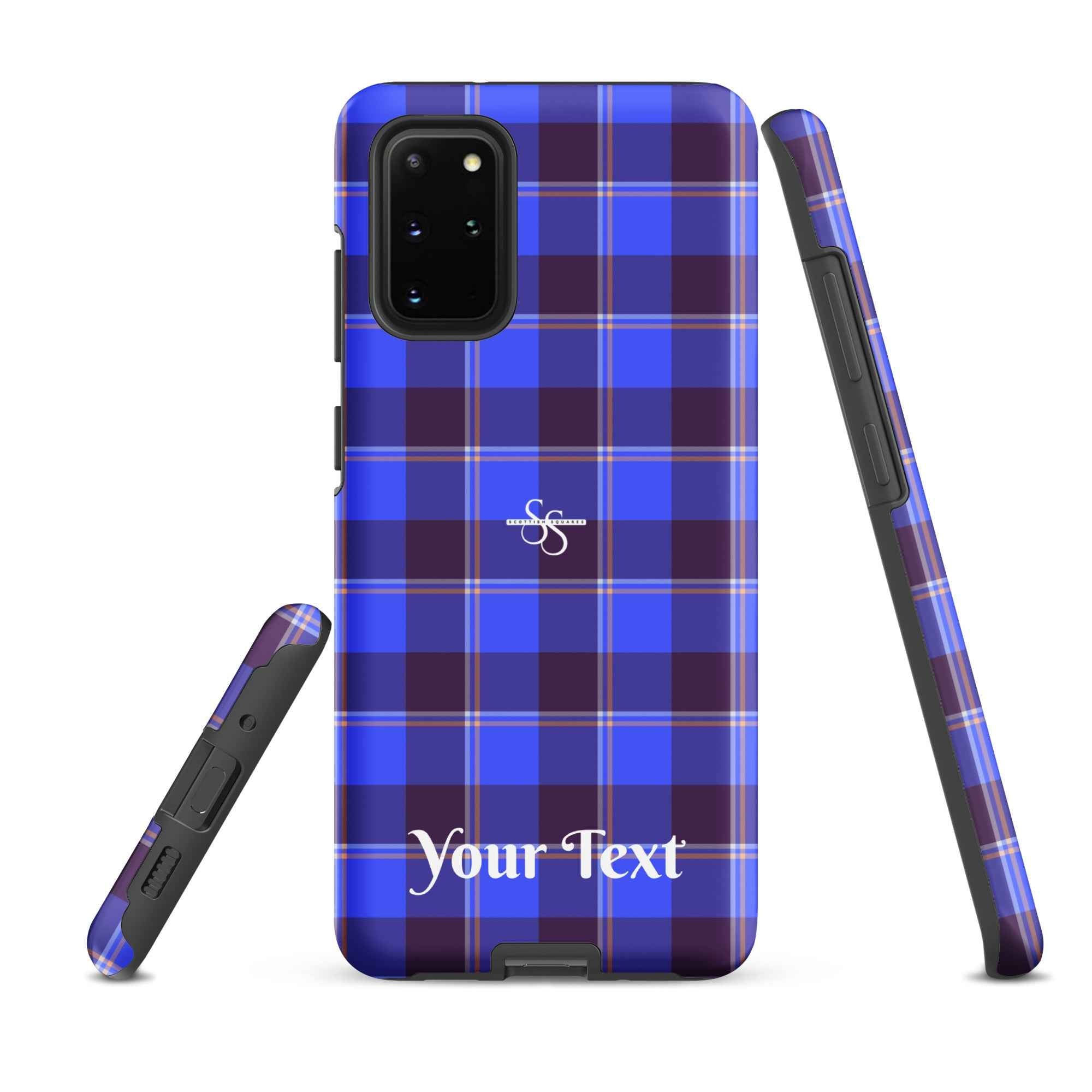 Personalized Cornflower Blue and Livid Brown Plaid Samsung Tough Case - Scottish Squares