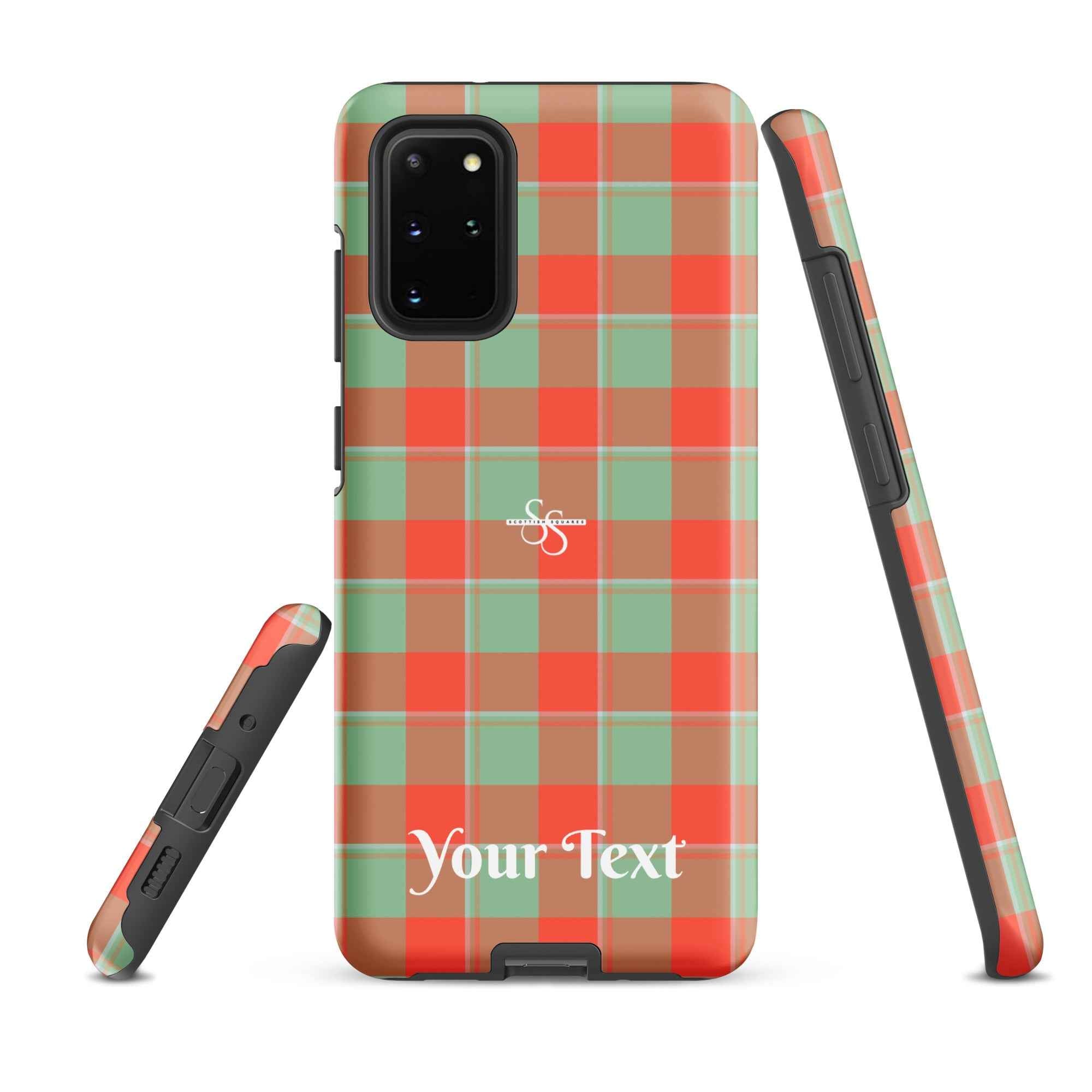 Personalized Spring Rain and Persimmon Plaid Samsung Tough Case - Scottish Squares