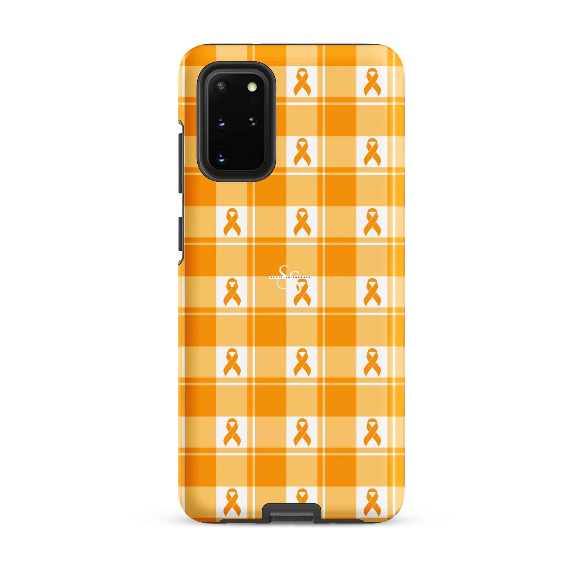 Tough Case for Samsung Kidney Cancer Awareness Plaid, Orange Ribbon, Supportive Gift Samsung Galaxy S20 Plus - Scottish Squares