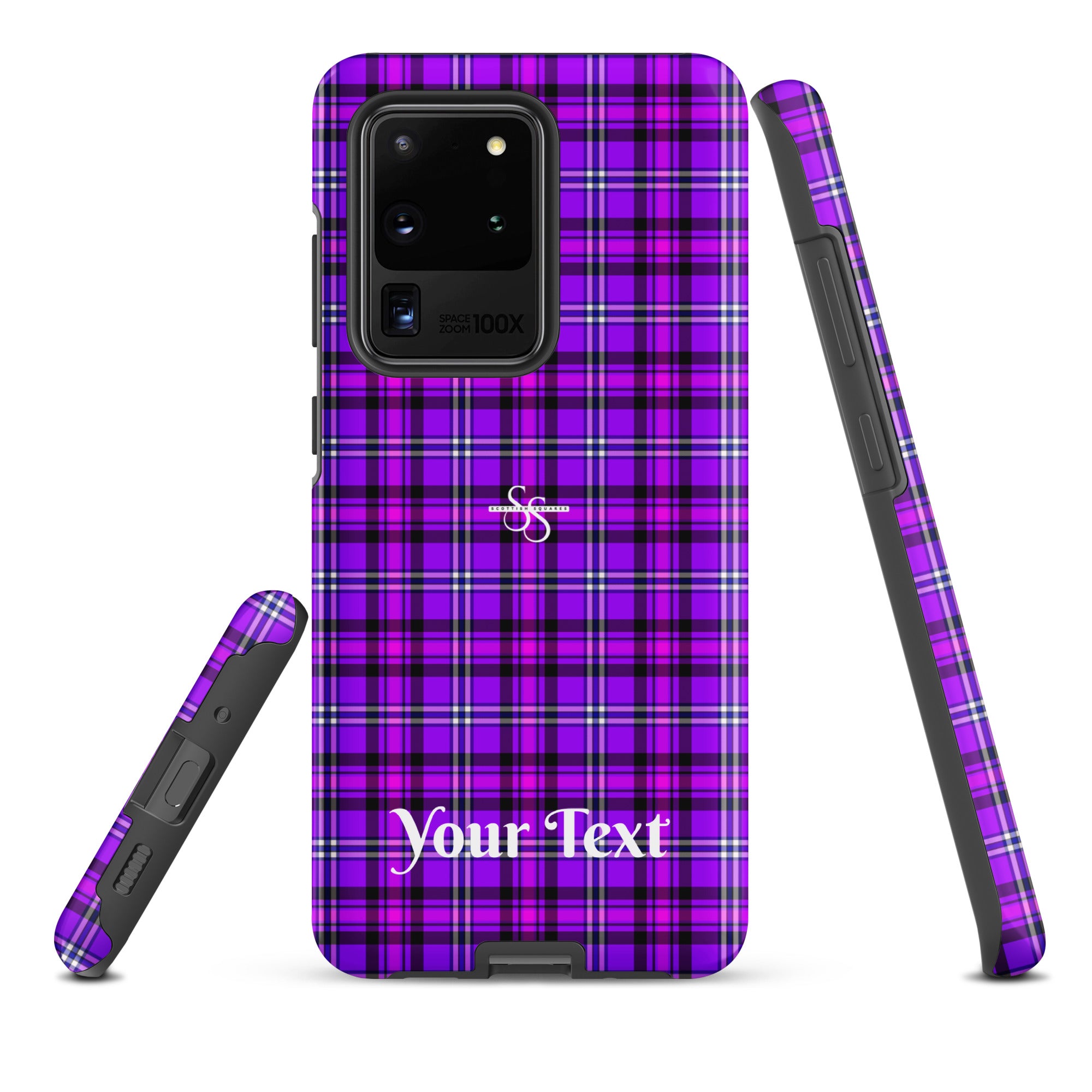 Personalized Electric Violet and Fuchsia Plaid Samsung Tough Case - Scottish Squares