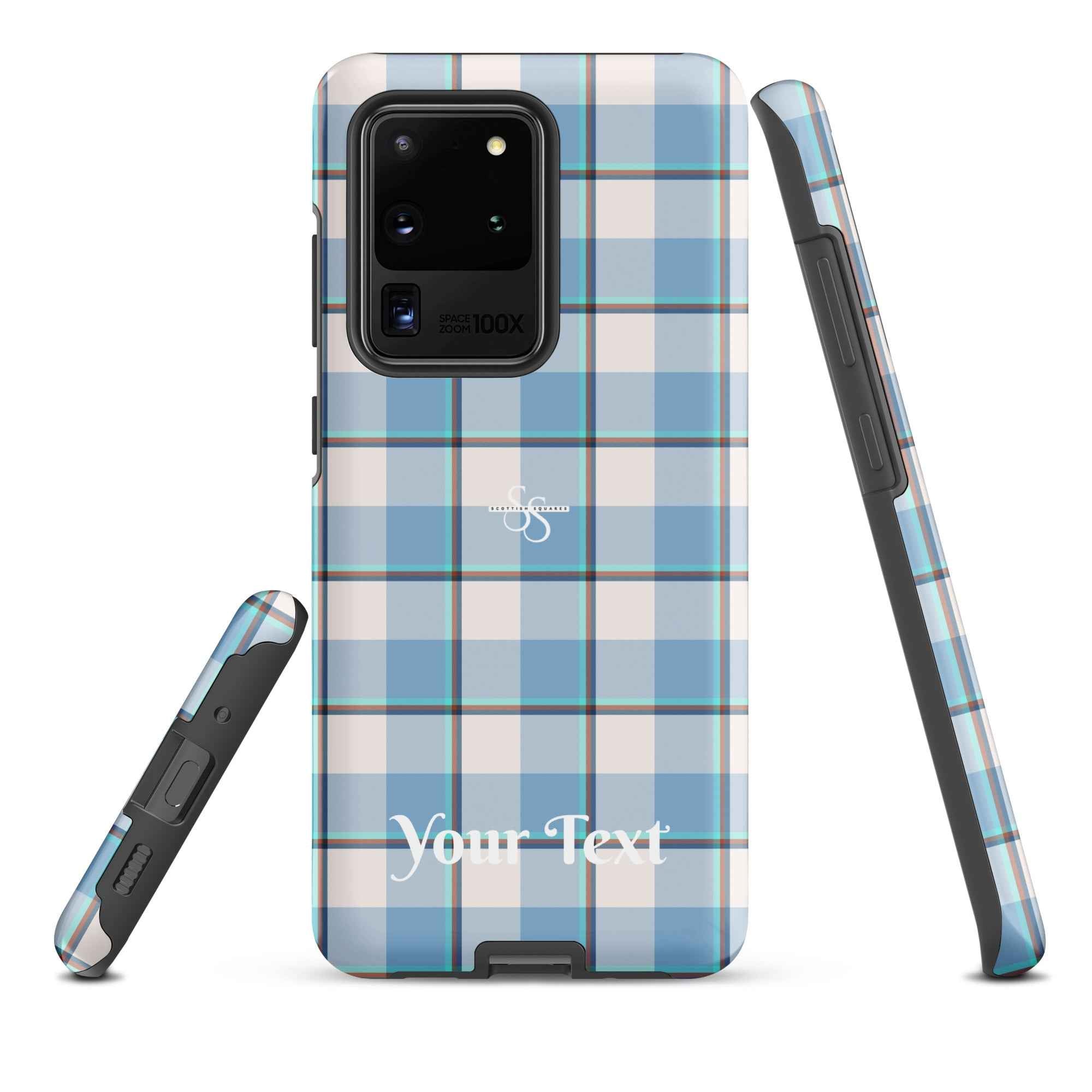 Personalized Pink Cloud and Blue Lagoon Plaid Samsung Tough Case - Scottish Squares
