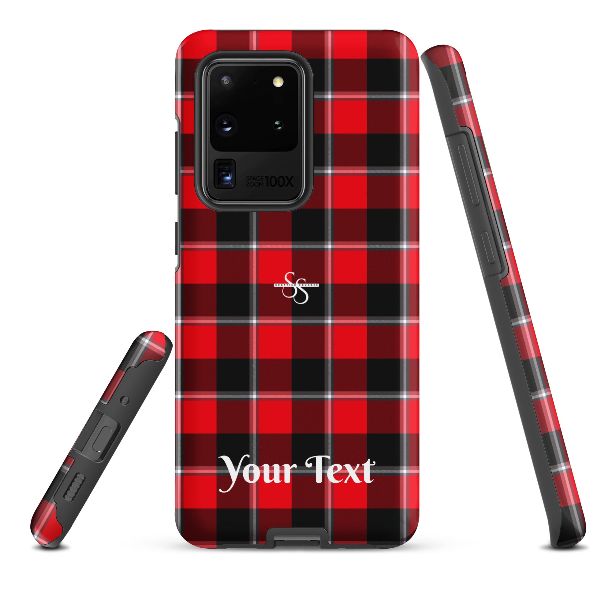 Personalized Red Ribbon and Heavy Metal Plaid Samsung Tough Case - Scottish Squares