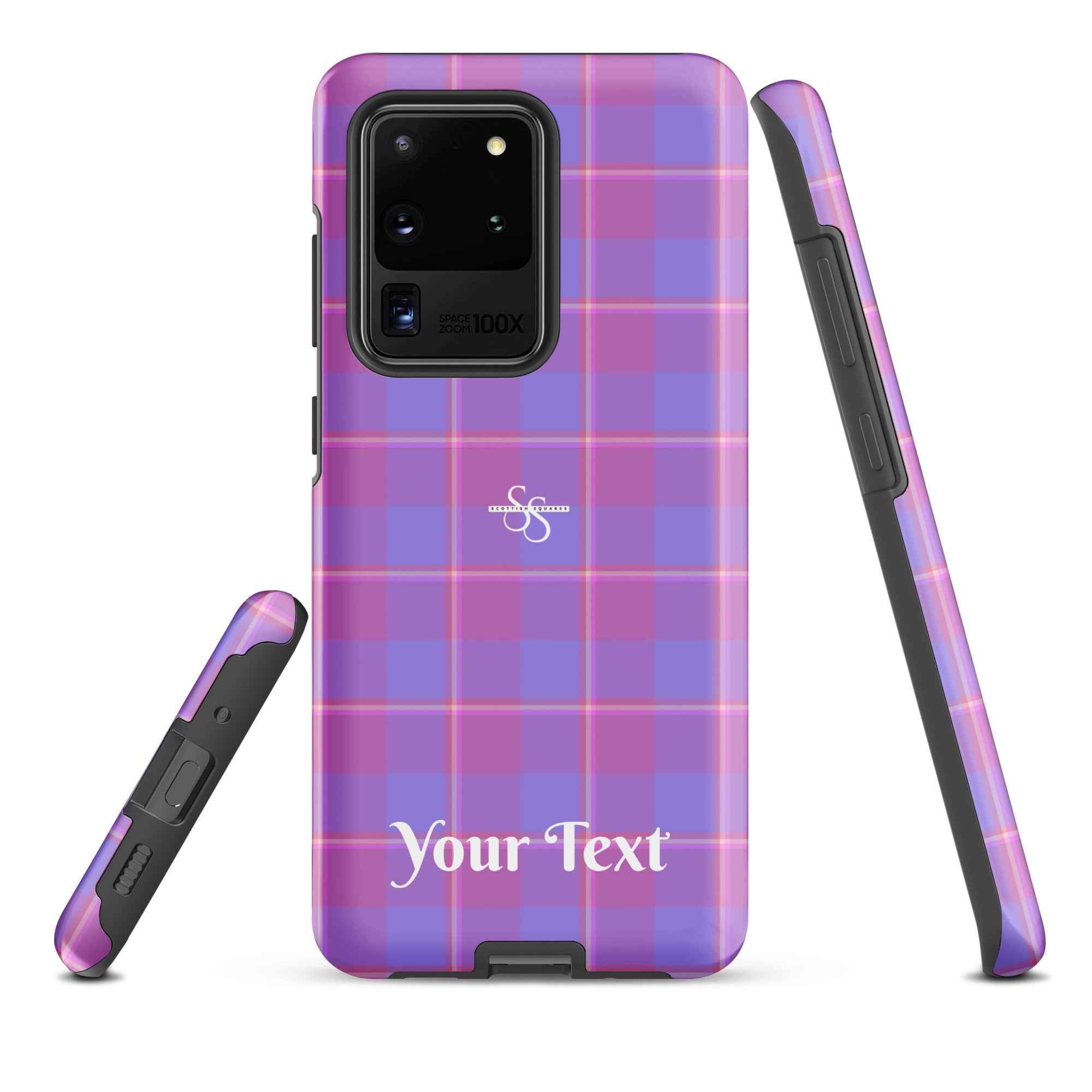 Personalized Viola and Dull Lavender Plaid Samsung Tough Case - Scottish Squares