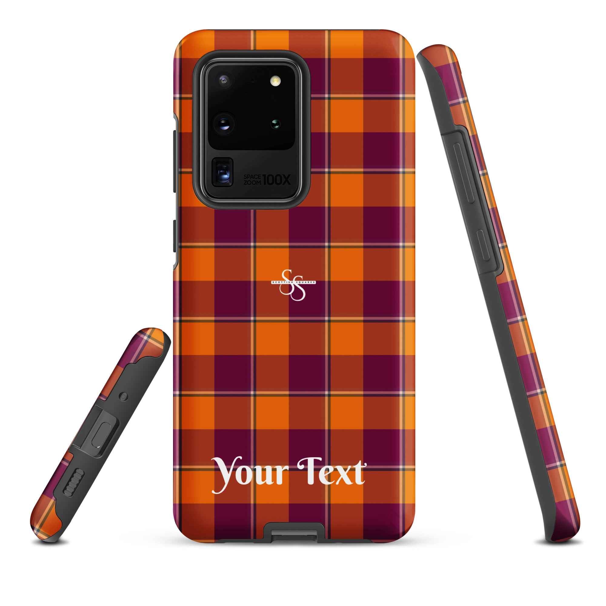 Personalized Tahiti Gold and Rose Bud Cherry Plaid Samsung Tough Case - Scottish Squares