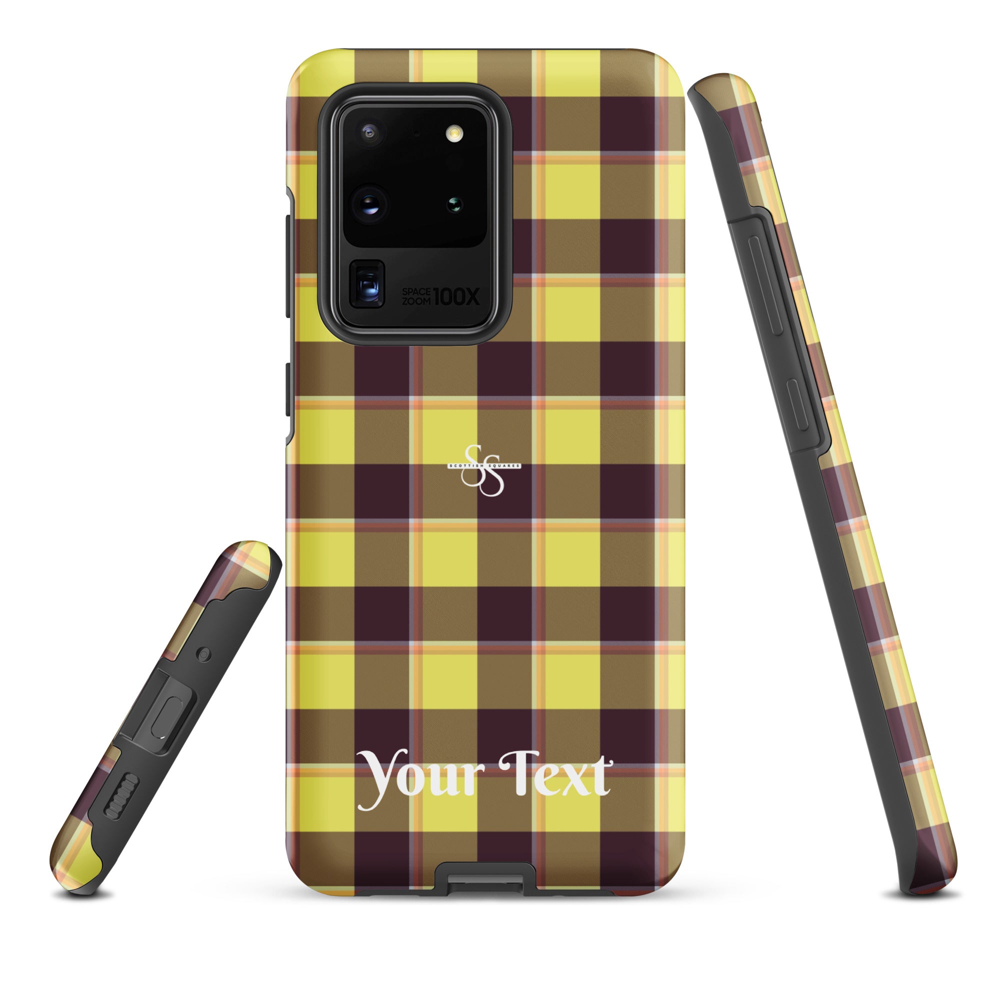 Personalized Flax and Livid Brown Plaid Samsung Tough Case - Scottish Squares