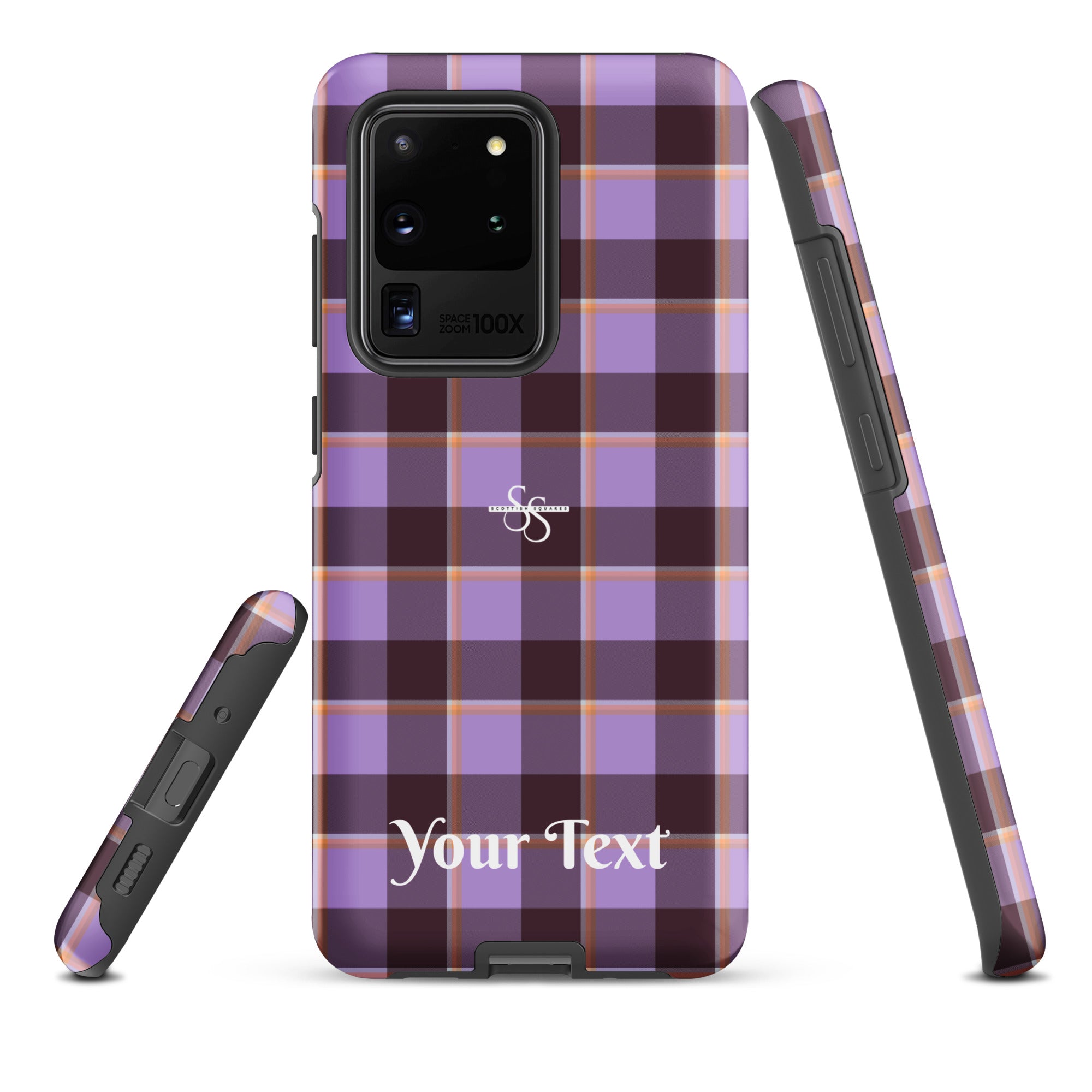 Personalized Light Wisteria and Livid Brown Plaid Samsung Tough Case - Scottish Squares