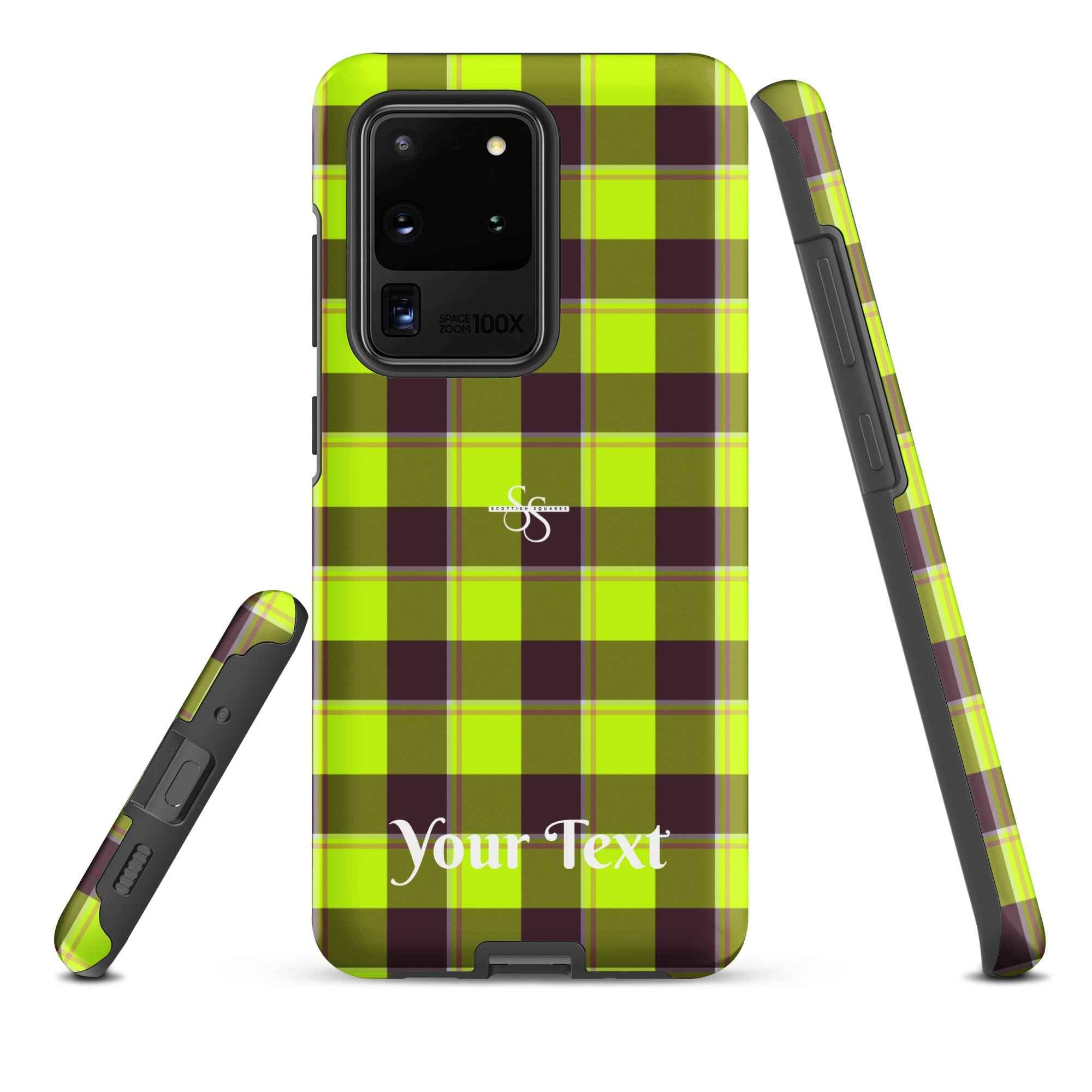 Personalized Electric Lime and Livid Brown Plaid Samsung Tough Case - Scottish Squares