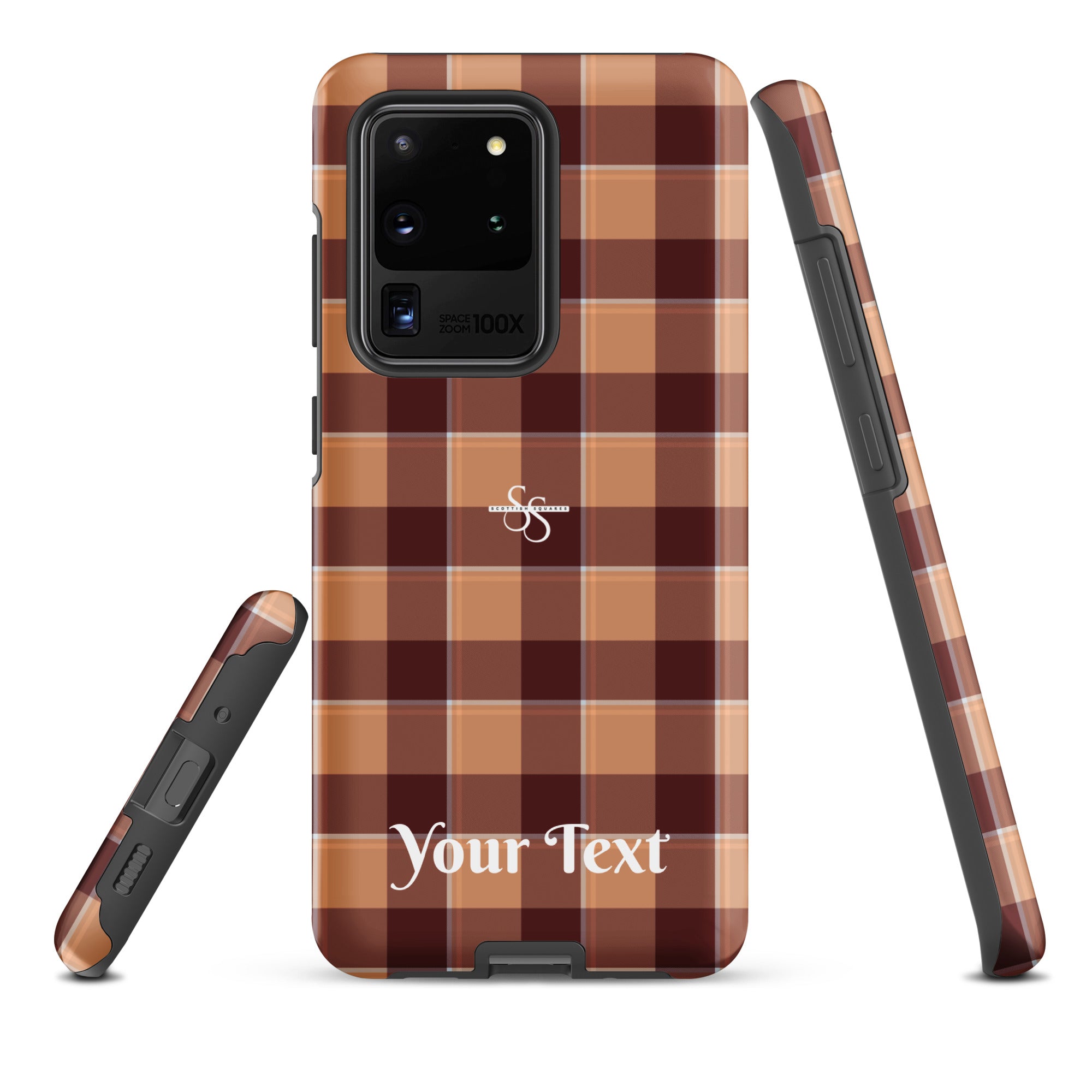 Personalized Whiskey and Livid Brown Plaid Samsung Tough Case - Scottish Squares