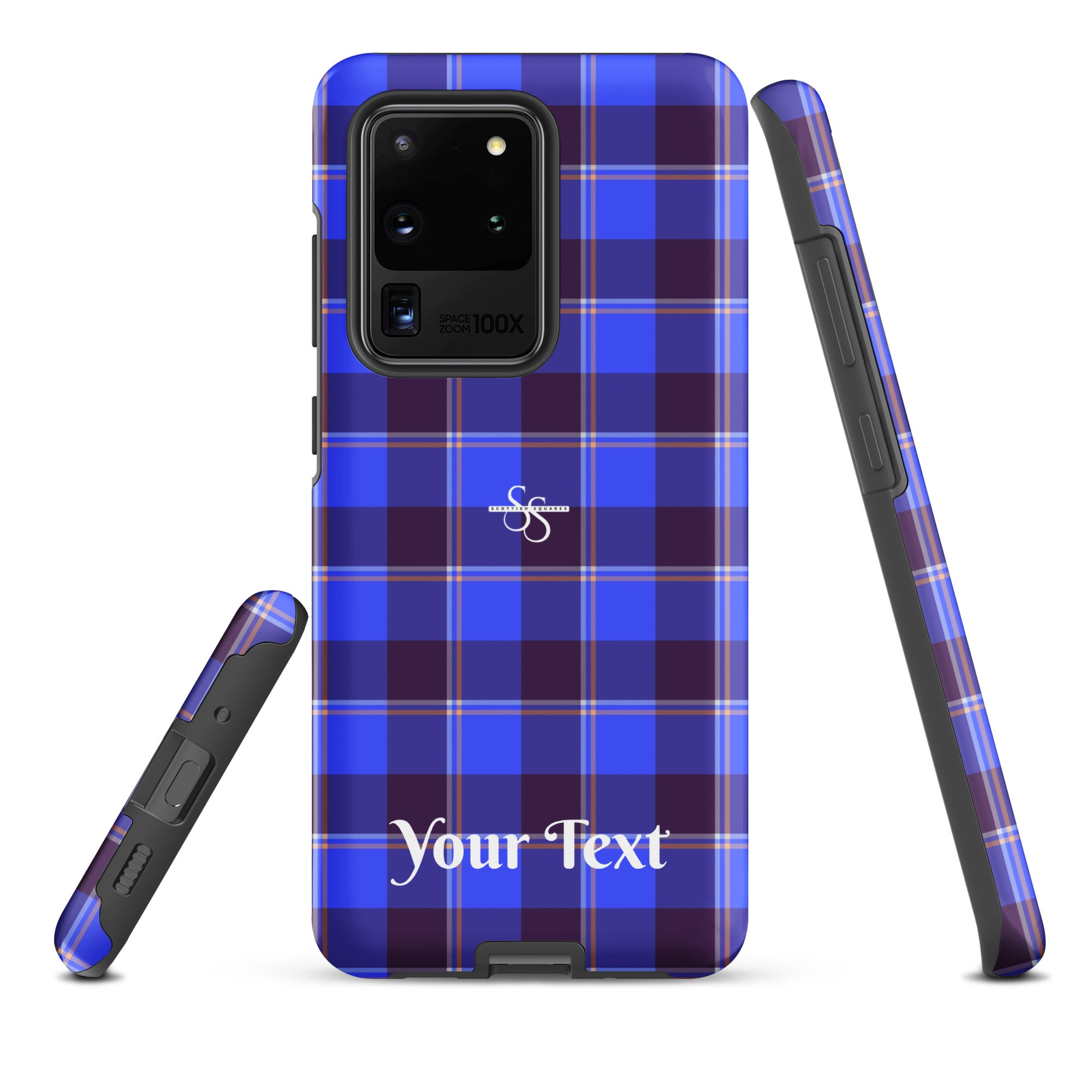 Personalized Cornflower Blue and Livid Brown Plaid Samsung Tough Case - Scottish Squares