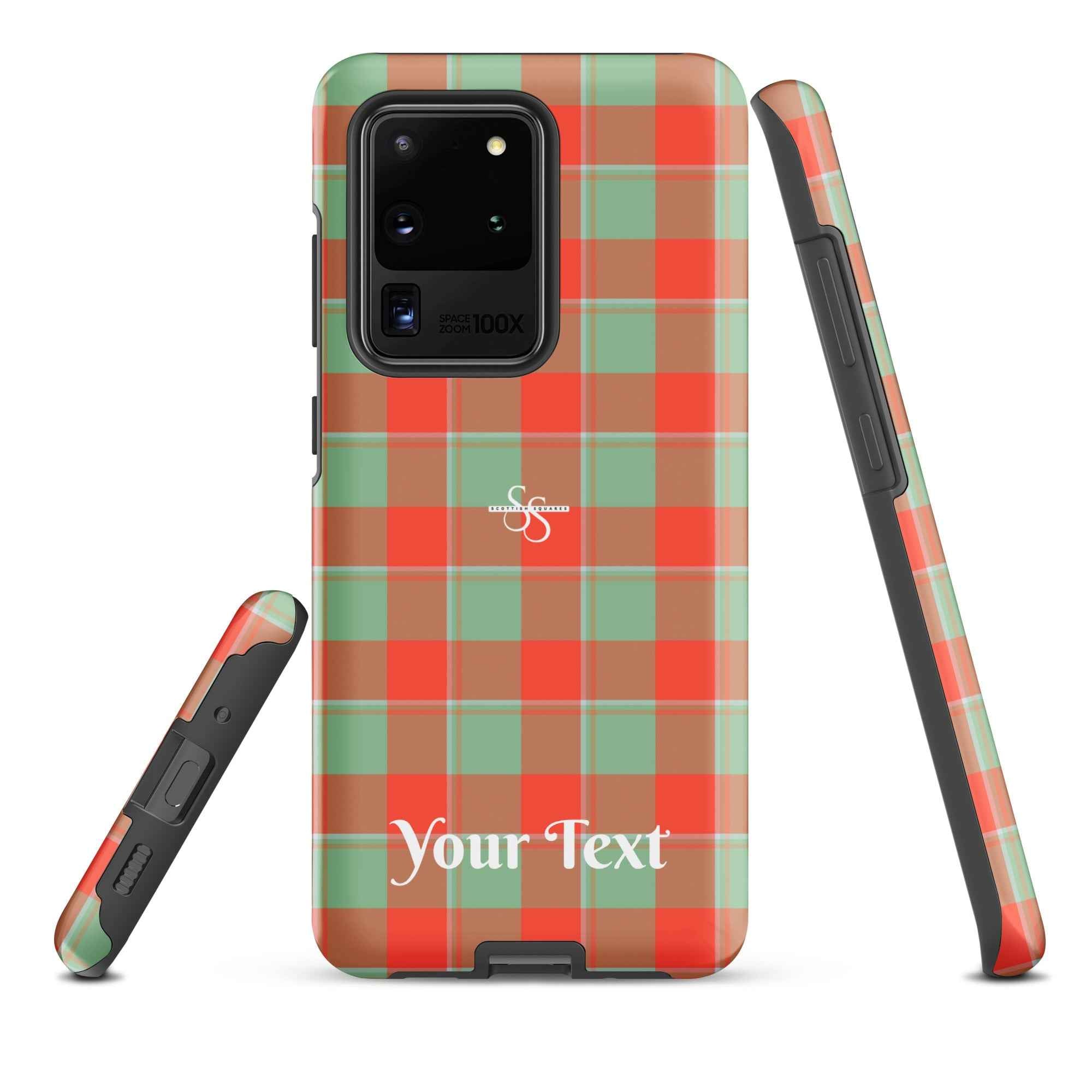 Personalized Spring Rain and Persimmon Plaid Samsung Tough Case - Scottish Squares